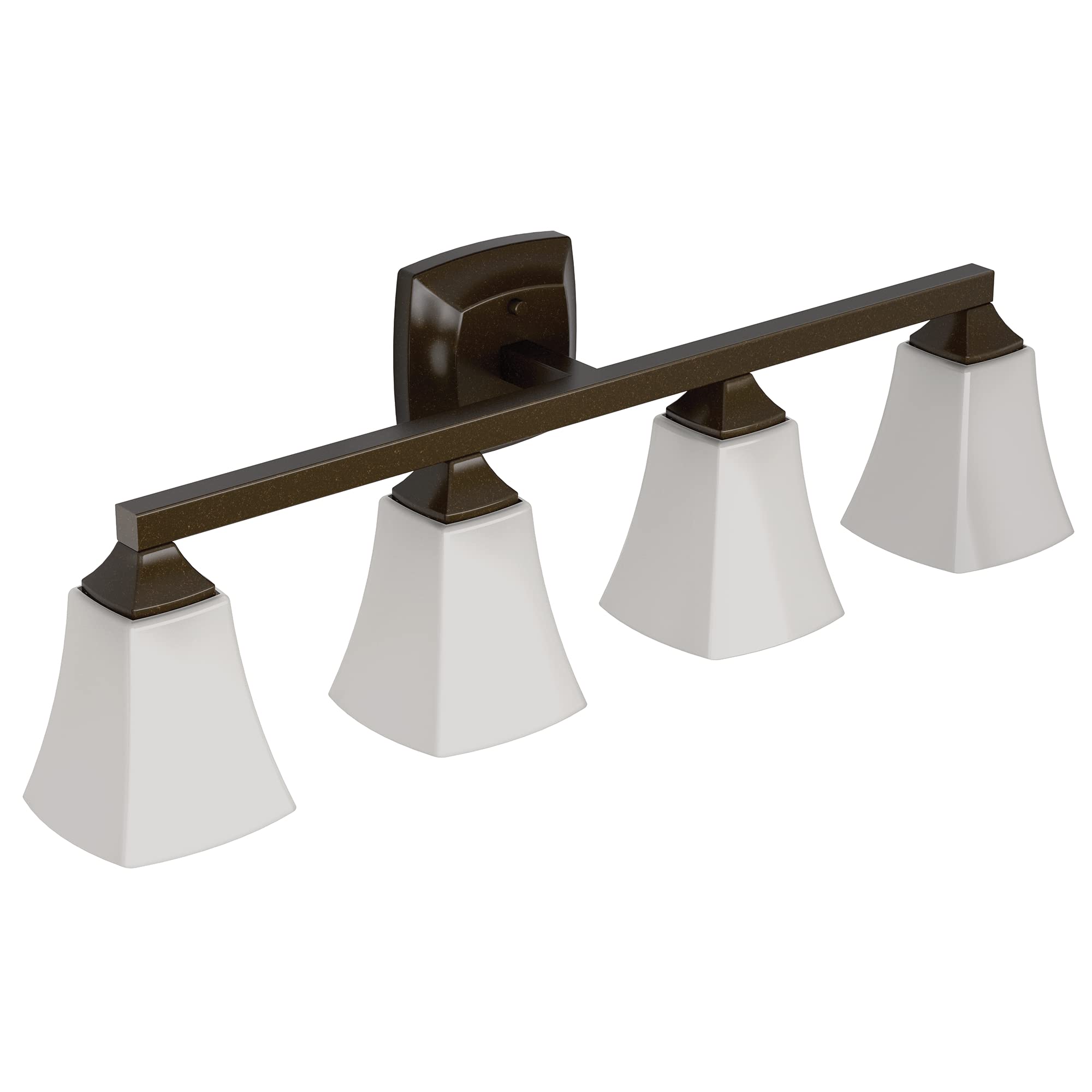 Moen Voss Oil Rubbed Bronze 4-Light Dual-Mount Bath Bathroom Vanity Fixture with Frosted Glass, YB5164ORB