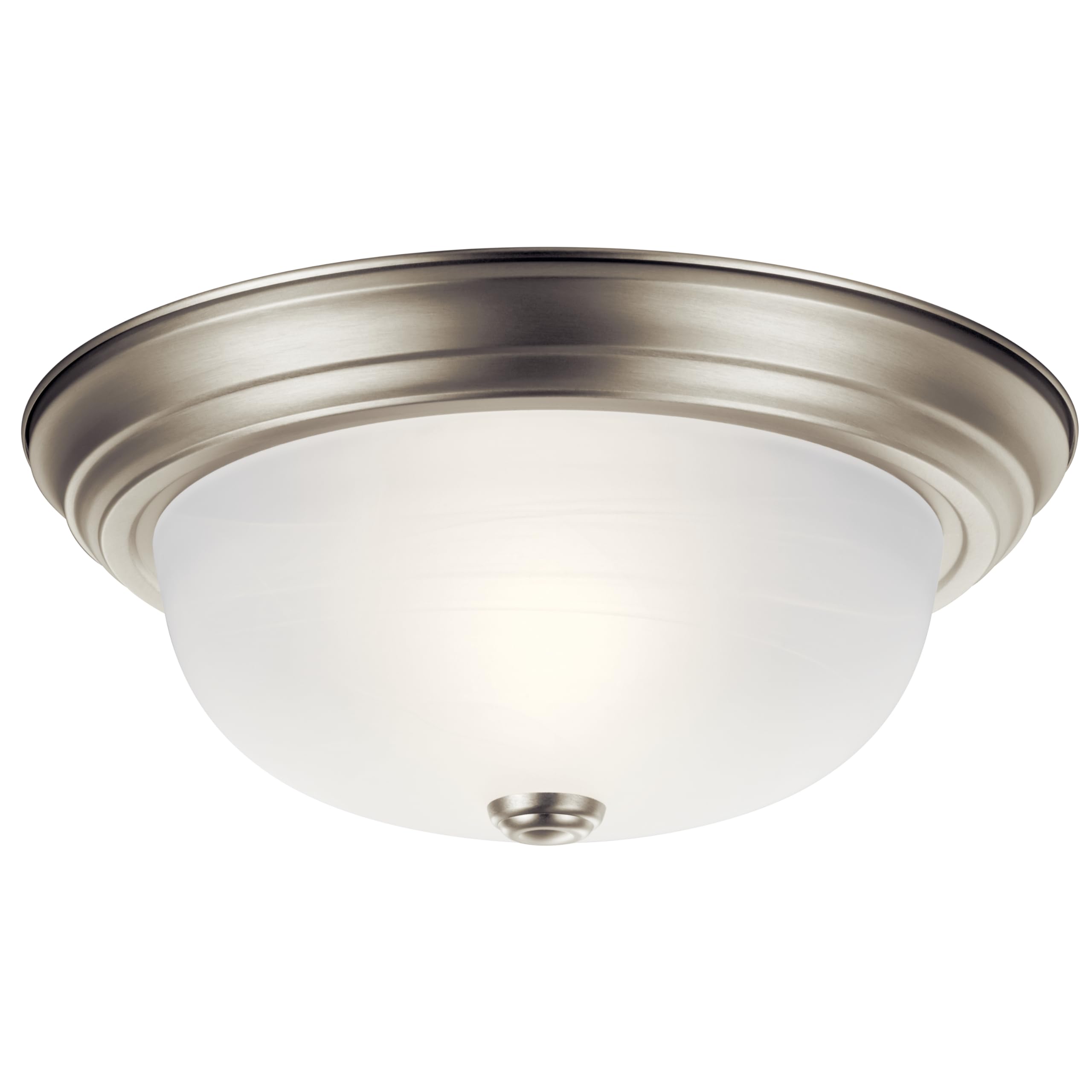 Kichler 2-Light Flush Mount Ceiling Lighting in Brushed Nickle with Alabaster Glass for Bedroom, Living Room, Kitchen and Hallwa