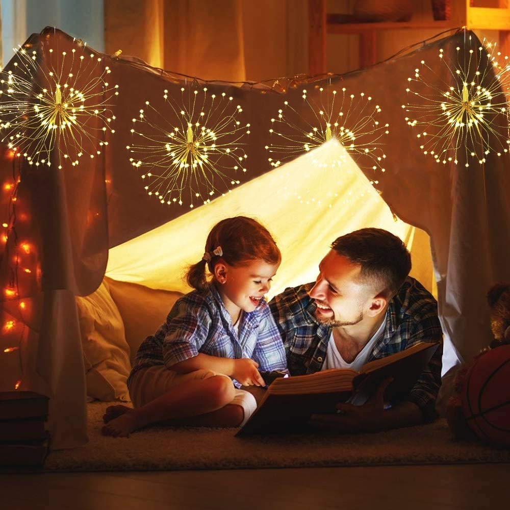 Kikilive Firework Lights,10 Pack Led Copper Wire Fireworks Lights Fairy Lights Christmas Hanging Dimmable String 8 Modes Waterpr