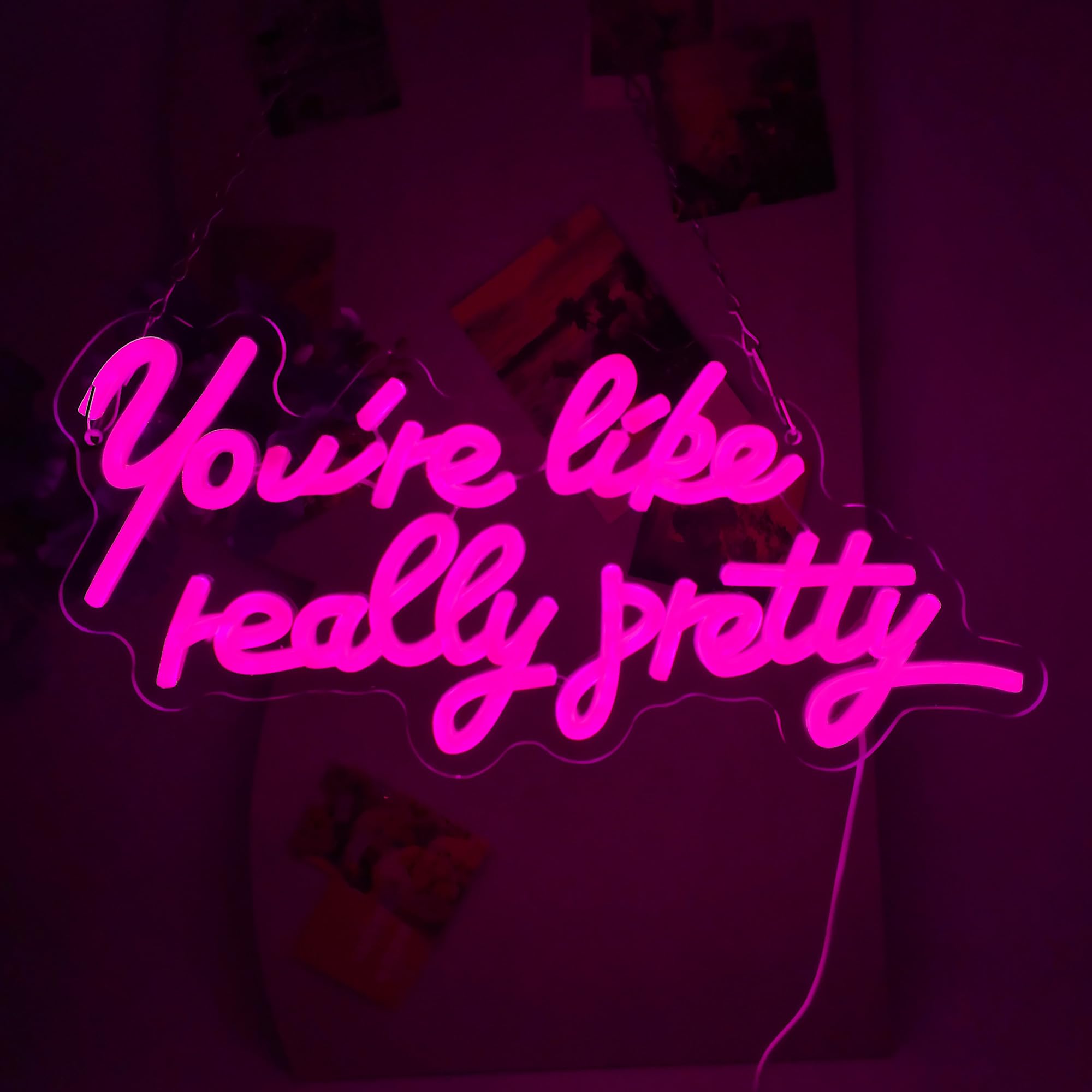 TAGEEKOO Neon Sign, LED Pink Light Decor for Teen Girls Bedroom, Wall Art, Pretty2-Pink