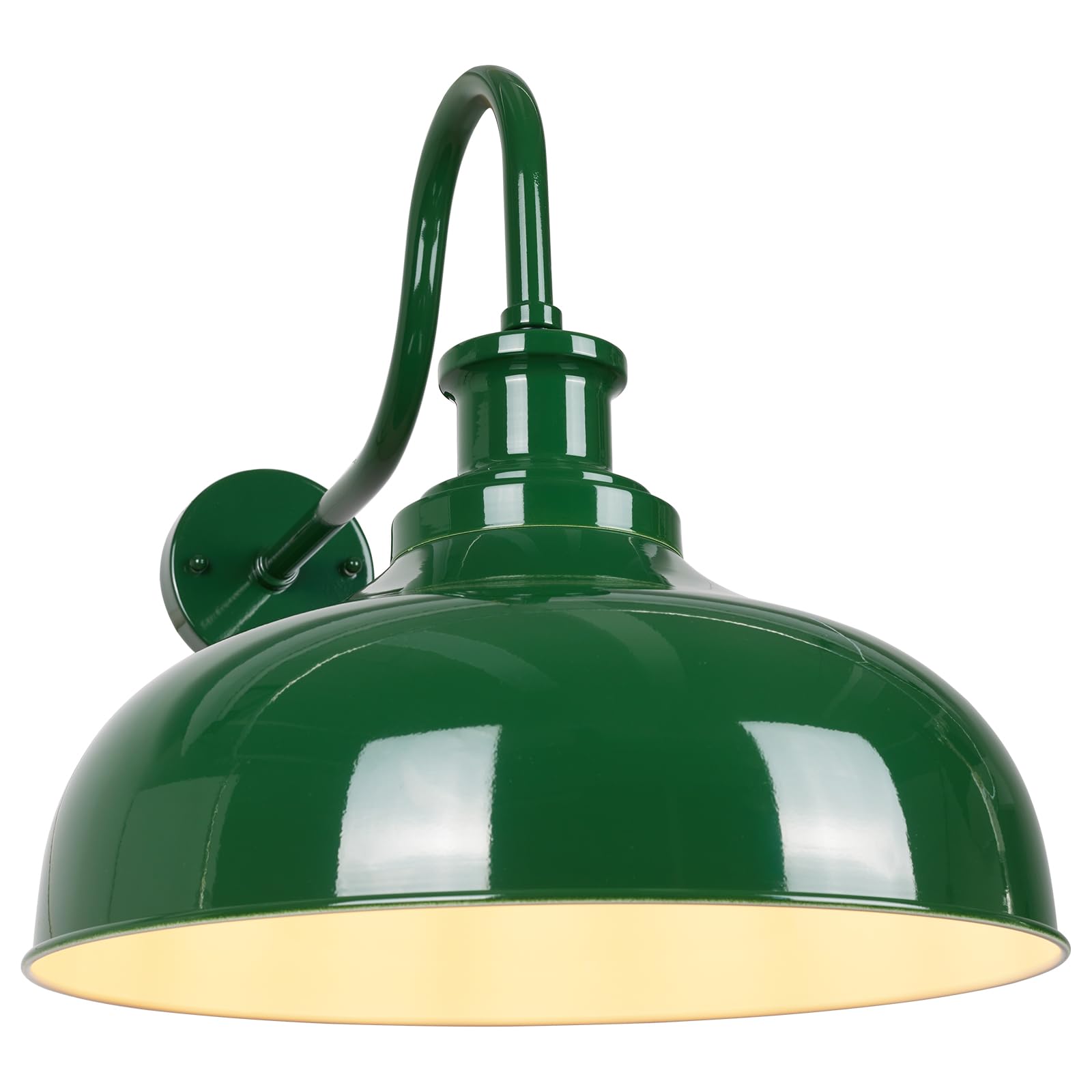 Diyel Outdoor Barn Light  16 Inch Dome Rustic Outdoor Wall Sconce  Farmhouse Exterior Wall Mount Lighting Fixture  Industrial Green Wall Lantern For Porch  Entryway  Garage  Rz007L Gr+Wh