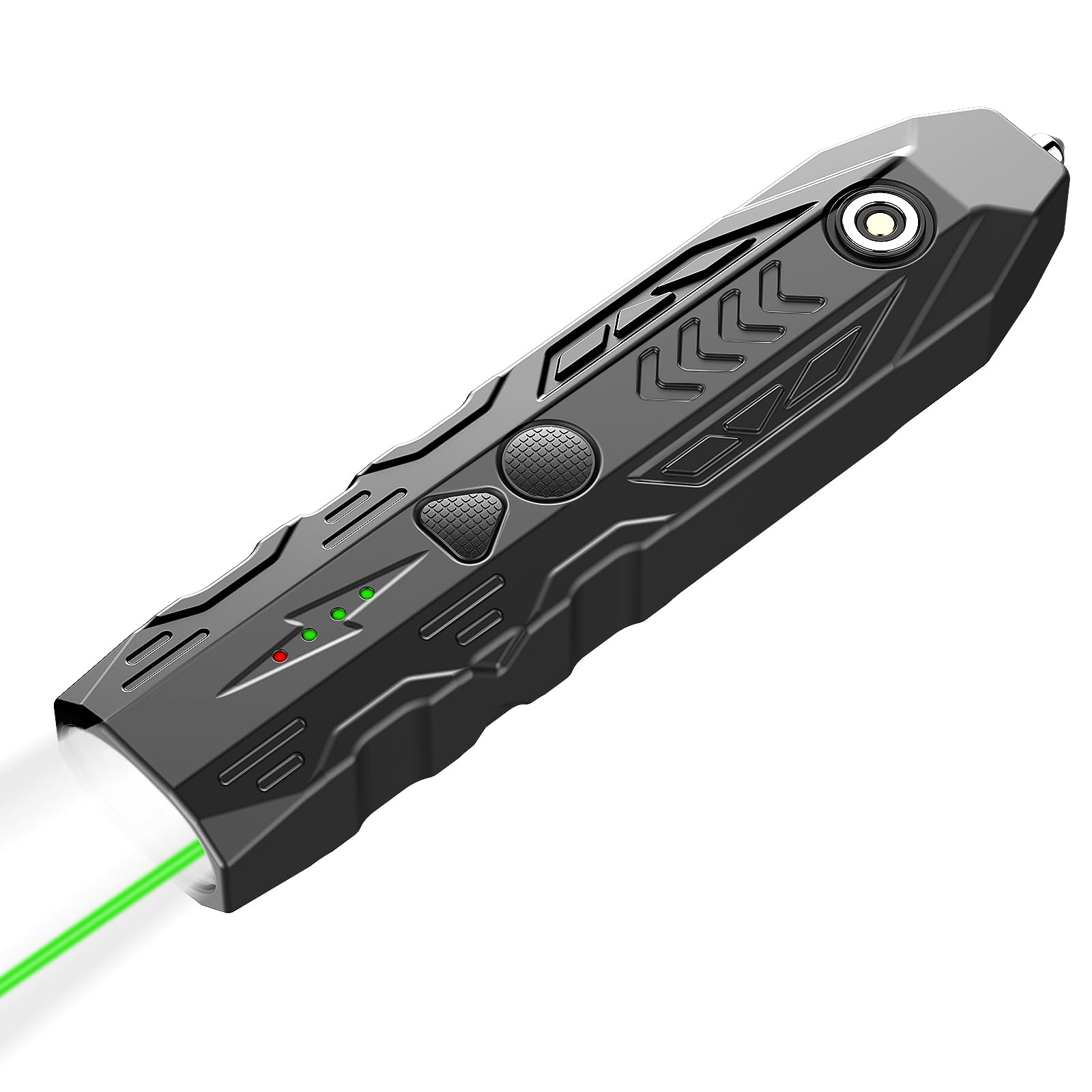 TOUGHSOUL EDC Flashlight and Green Laser Combo, 1000 Lumen Slim White LED Portable Flashlight with Built-in Rechargeable Battery