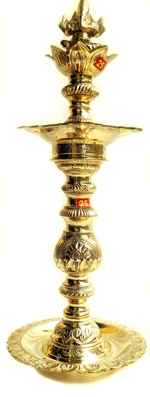 Yela Five Faces Ganesh Diya For Diwali, Navratri Nachiarkovil Traditional Hand made Brass Kuthu Vilakku Kattai Crafted High Dept