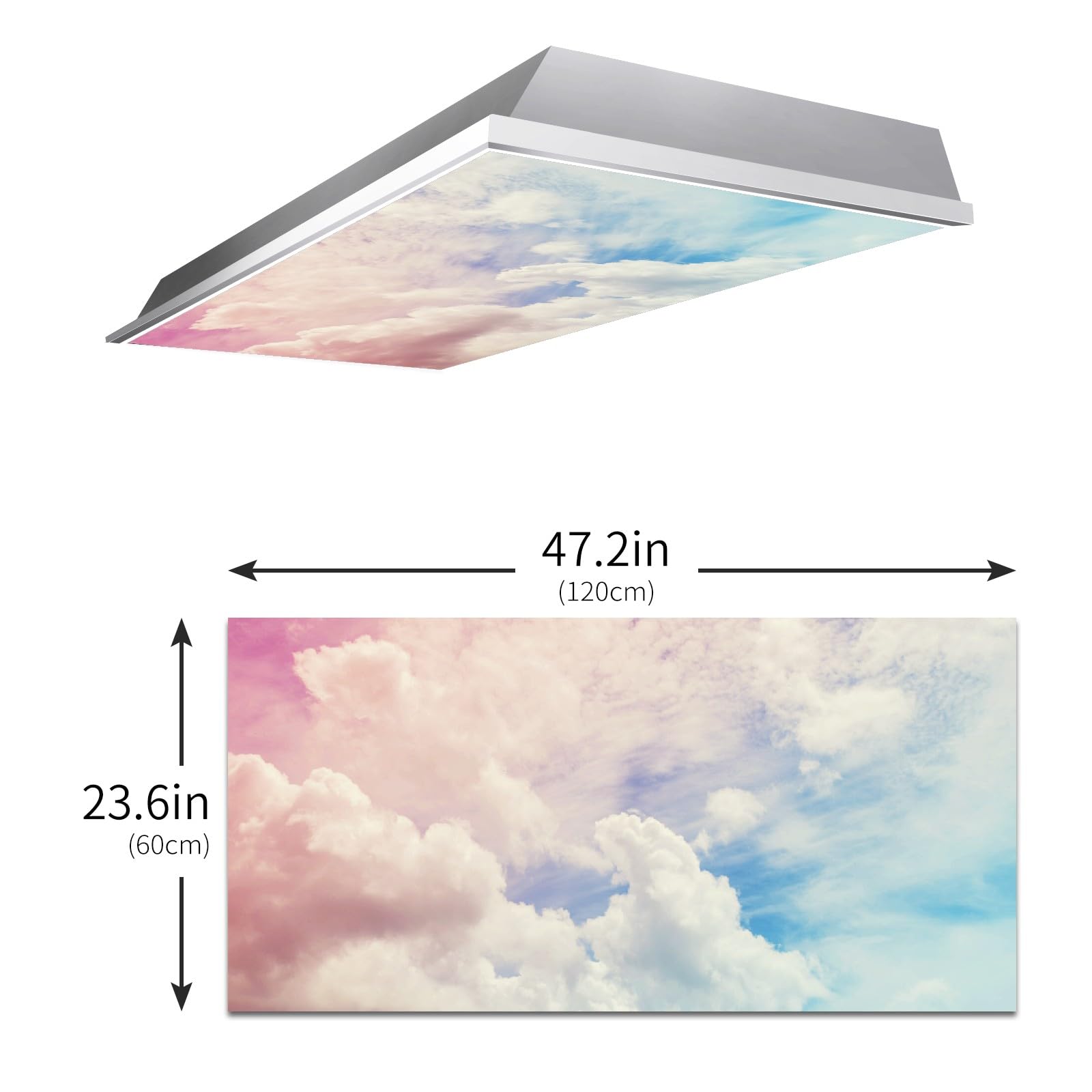 FALE QTUOM Fluorescent Light Cover - 2 Pcs, Pink Cloud, 4x2 Feet, Polymer, for Classroom, Office, Home