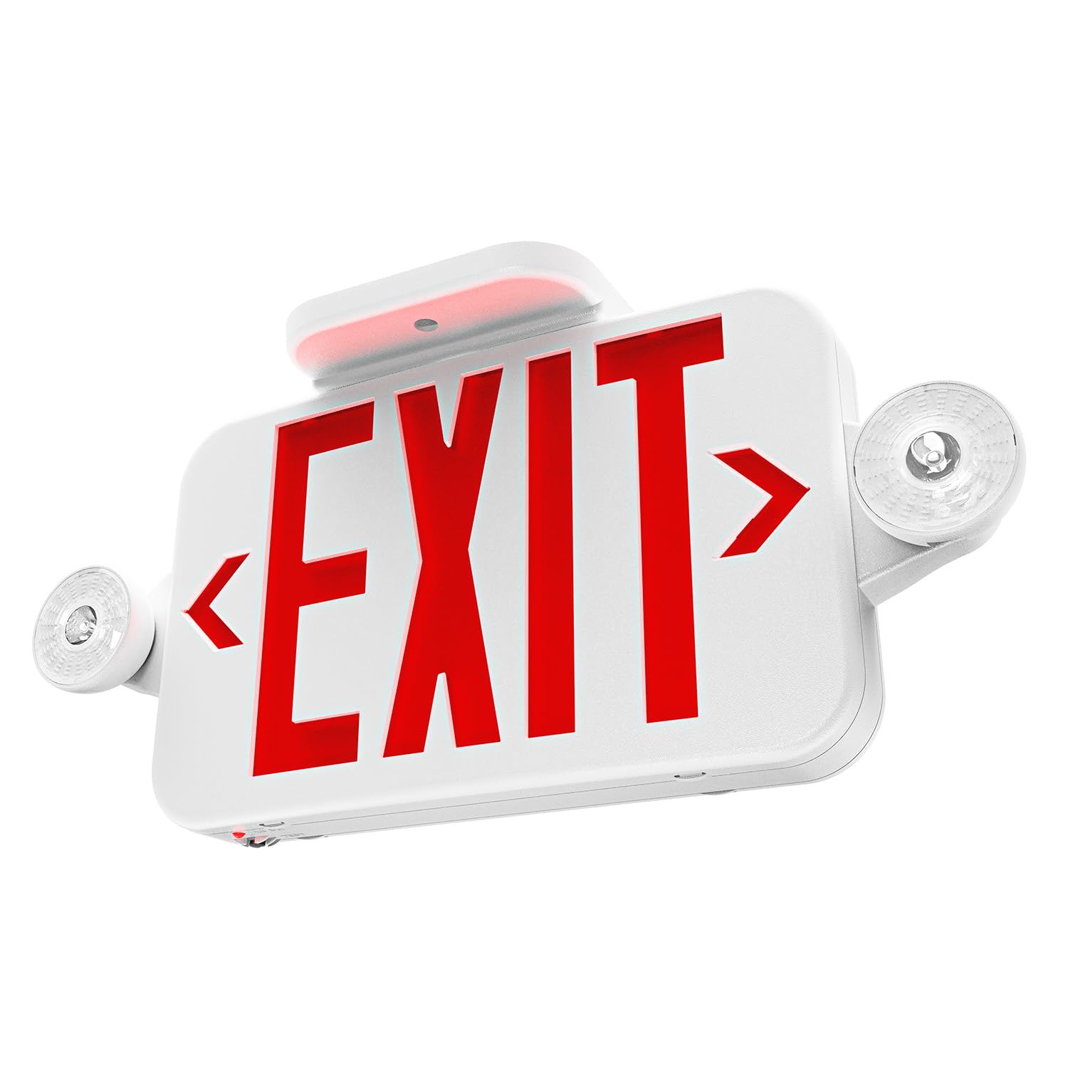 Sunco LED Exit Sign With Emergency Lights, Red, Two Mini Adjustable Lights, 94V-0 Fire Resistant, Backup Battery, 2.3W 6000K Day