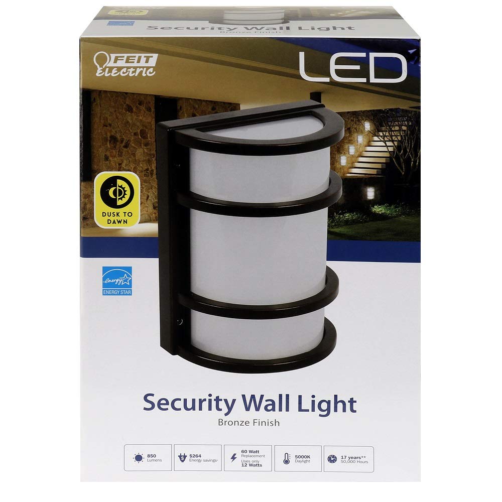 Feit Electric Dusk to Dawn LED Security Wall Light 5000K Model 73702 Half Moon Bronze Aluminum