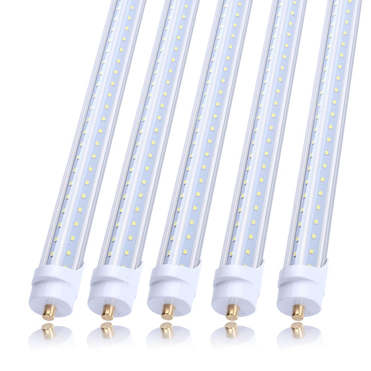 JOMITOP T8 V Shaped LED Tube Light, 65W, 7800LM, 6000K, Single Pin FA8 Base, 8FT, 12 Pack
