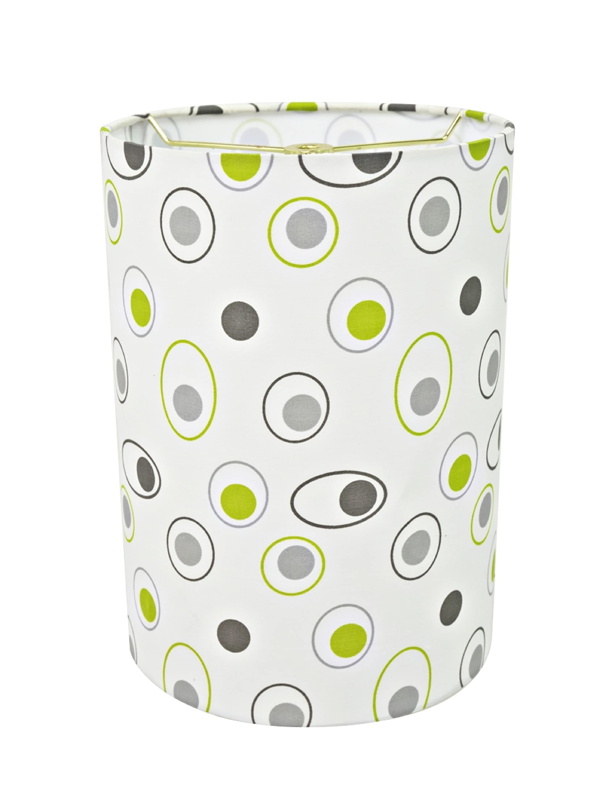 Aspen Creative Drum Lamp Shade, Off-White Circled Pattern, Linen, 8in x 8in x 11in, Model 31130A
