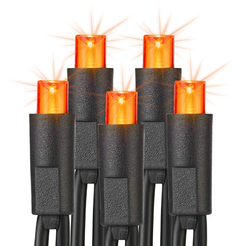 Brizled Orange Halloween Lights, 33ft 100 LED 5mm Wide Angle Orange Halloween String Lights, 120V UL Certified Connectable Mini