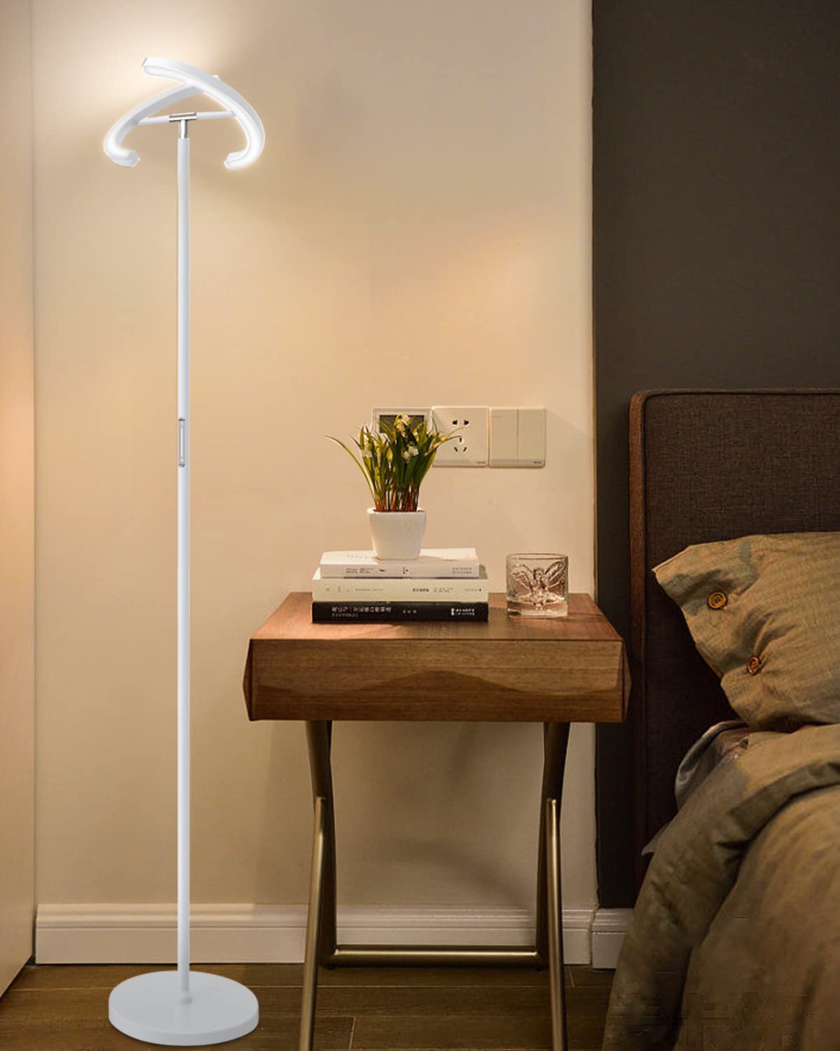 SIBRILLE White Floor Lamp, Modern 20W LED, Stepless Dimmable, Touch & Remote Control, Model H101107