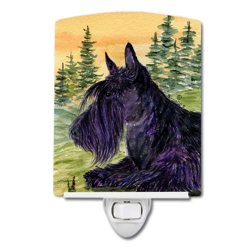 Caroline'S Treasures Ss8511Cnl Scottish Terrier Ceramic Night Light Compact, Ul-Certified, Ideal For Bedroom, Bathroom, Nursery, Hallway, Kitchen, 6X4X3, Multicolor