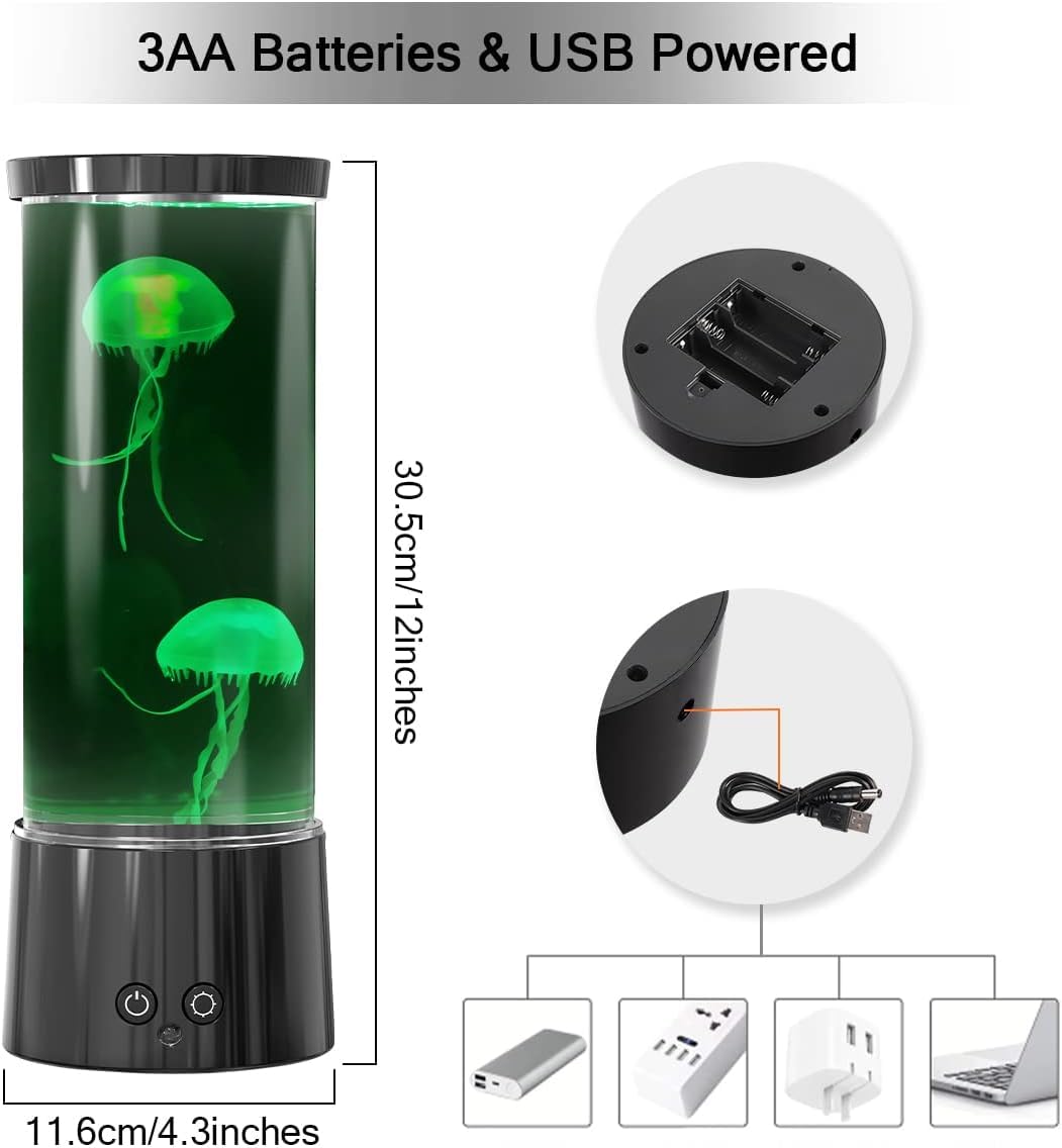 FBSPORT Jellyfish Lamp Night Light, 17 Color Changing with Remote Control, White, Model MRD-D2