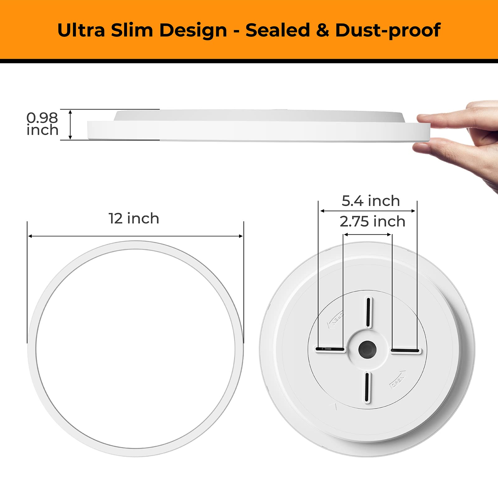 Matane 4 Pack Led Flush Mount Ceiling Light 12 Inch, 24W Ceiling Light Fixture 3000K/4000K/5000K Selectable, Low Profile Ceiling