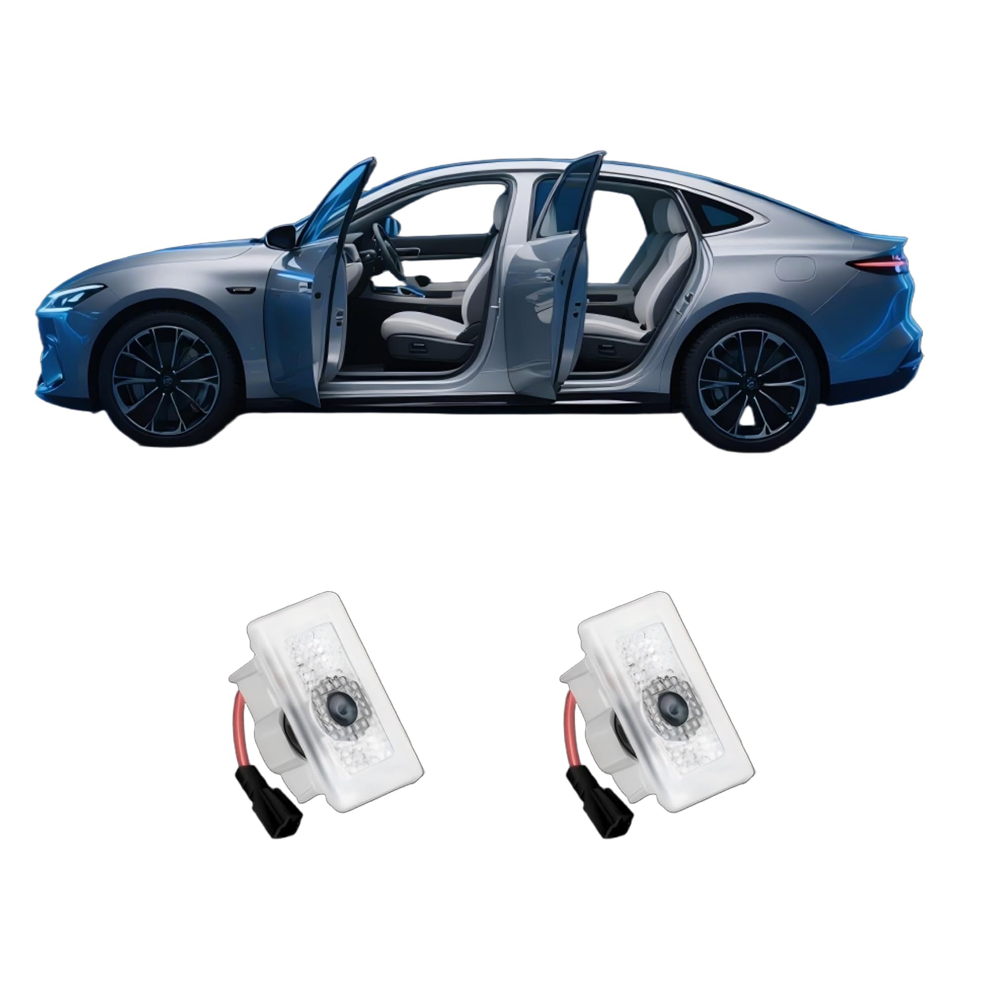 Never Fade LED Car Door Light Door Light Logo Welcome Logo Lights Accessories Compatible Model Y 3 X S (Shield T)(2PCS)