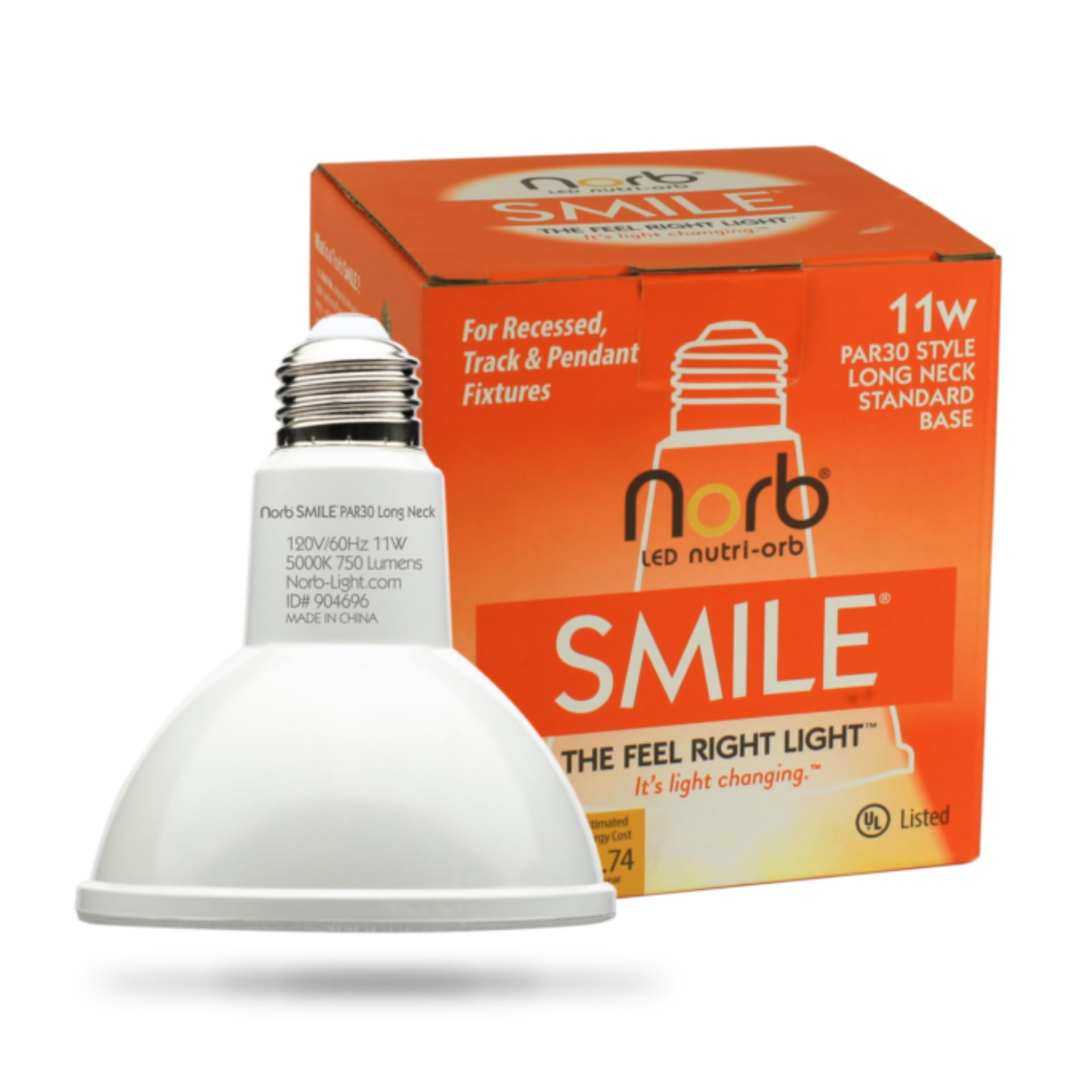 Norb PAR30 LED Light Bulb, Full-Spectrum, 10W, Sunlike Color, 1-Pack, White