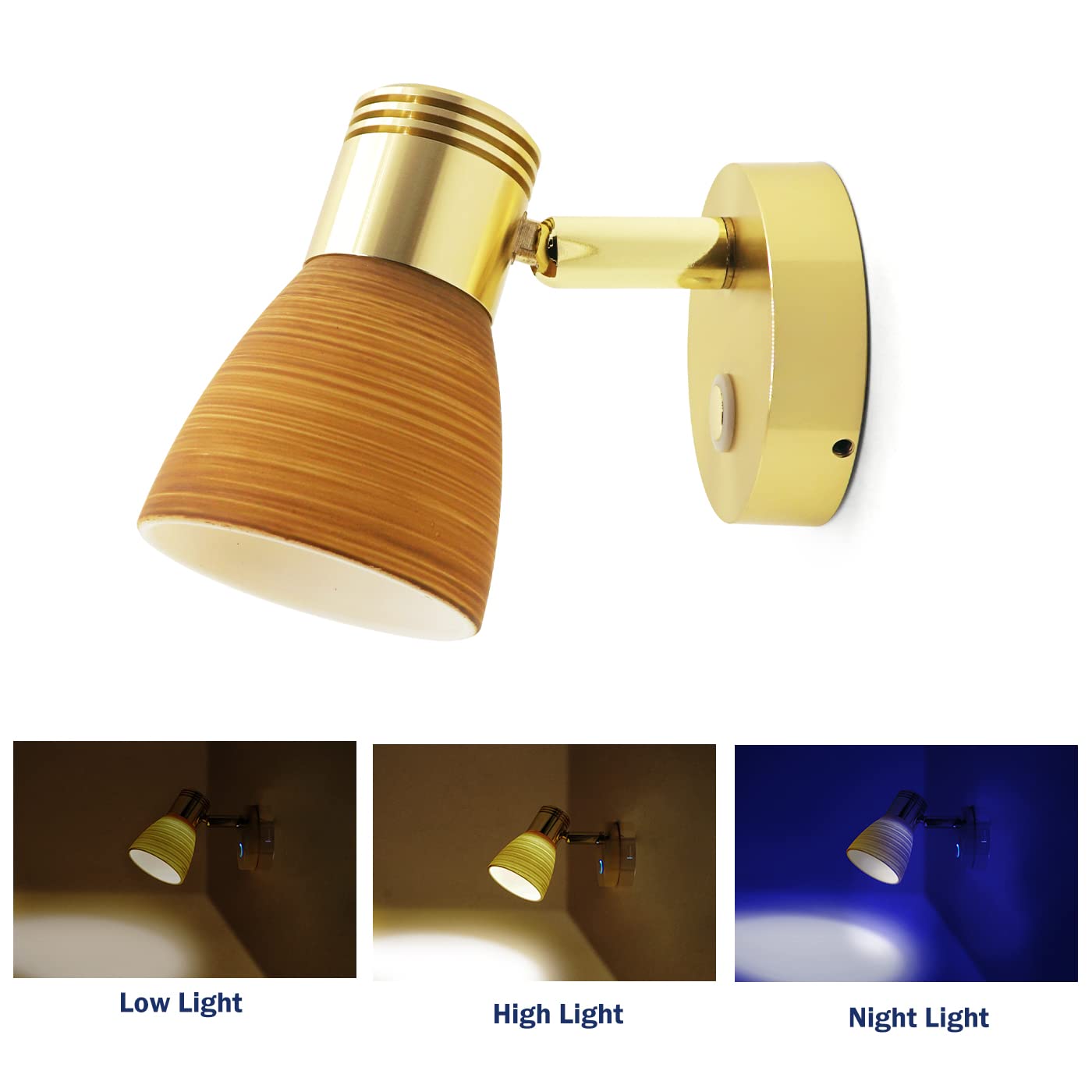 Genuine Marine 12V Gold Finish Boat Reading Light - Adjustable Warm White, Touch Switch, Surface-Mounted for RV & Caravan, 2.55 Base