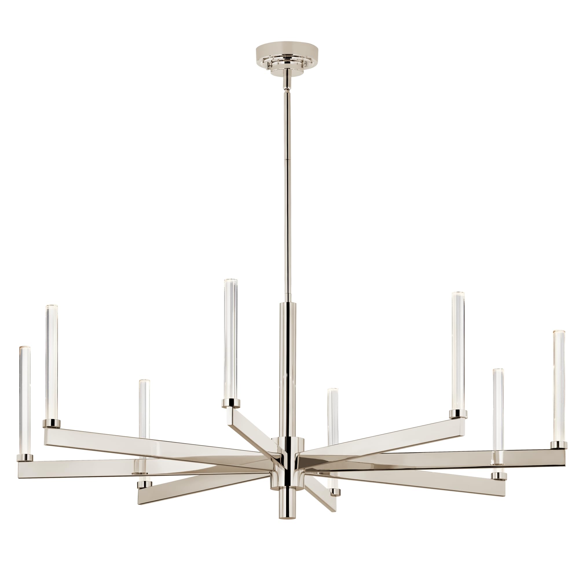 Kichler Sycara 8-Light LED Chandelier, Modern Light with Faceted Crystal in Polished Nickel, Sloped Ceiling Compatible, for Dini