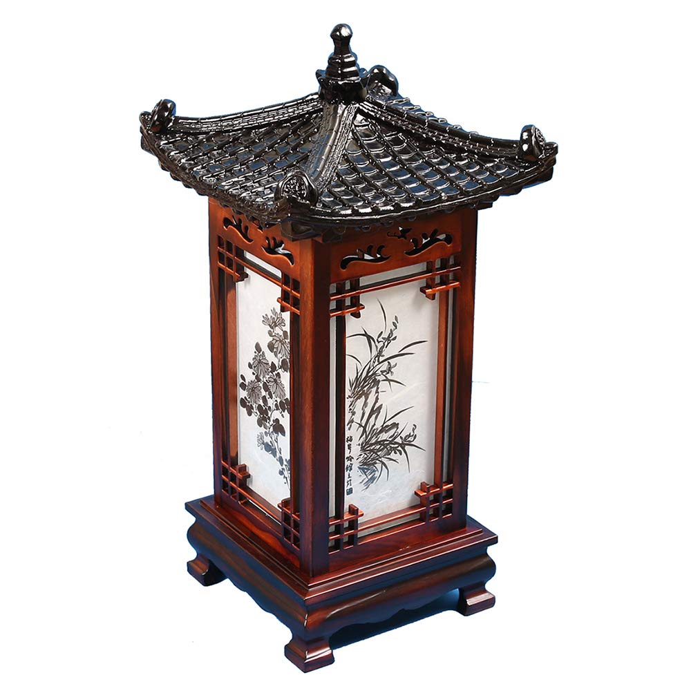 Traditional Korean Wood Lamp | Handmade Asian Oriental Table Lantern | Bedside Bedroom Accent Light | Unique Gift Idea | Pagoda 