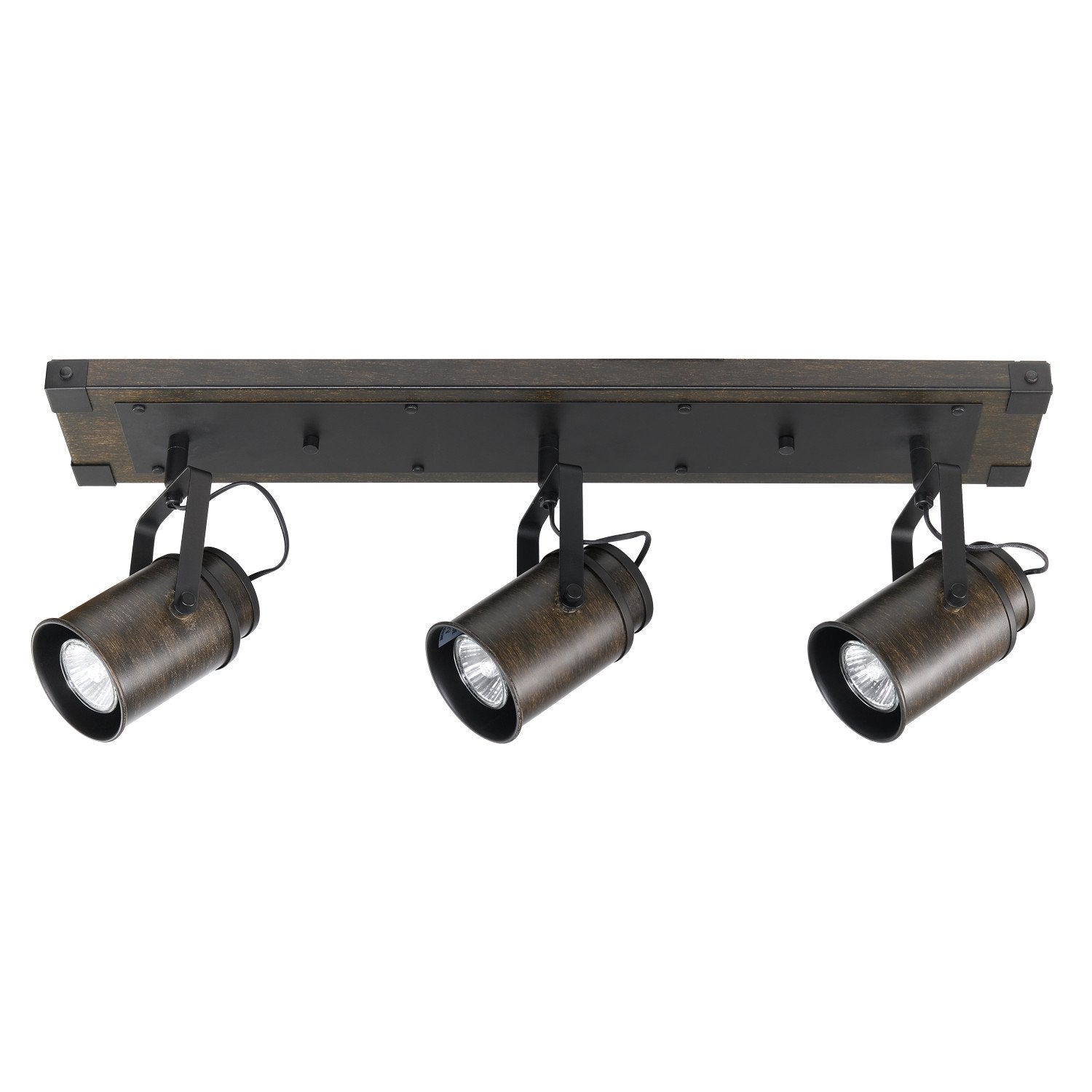 Globe Electric 59316 Williamsburg 3-Light Track Lighting, Dark Wood Finish, Metal Accents