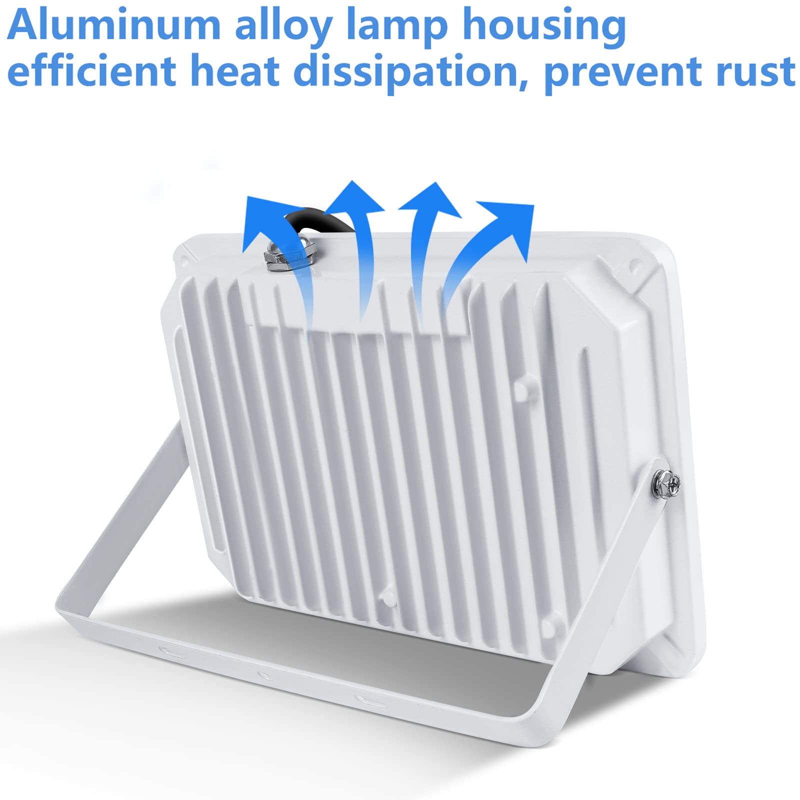 Ufond 5000Lm Led Flood Light, 50W Waterproof Adjustable Security Lights (2 Pack) - White