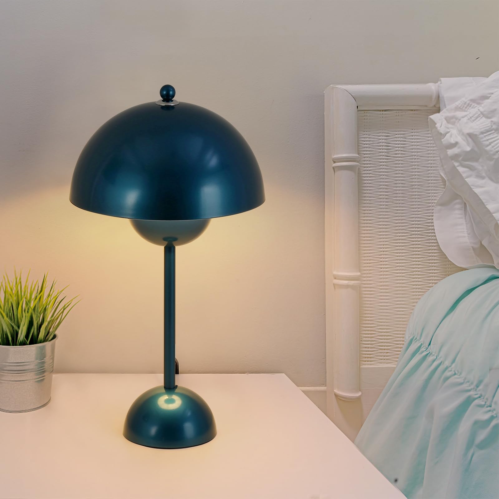 COSYLUX Modern Table Lamp - Cute Dome Shade, Pearl Blue, Metal, Ideal for Bedroom, Living Room, Office, Desk, or Nightstand