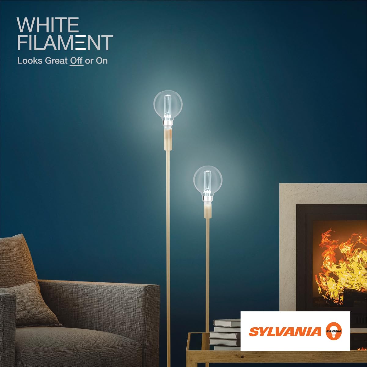 Sylvania G16.5 Clear Globe Led White Filament Bulb, 3.5W, Dimmable, 350 Lms, Candelabra Base, 5000K, Daylight - 2 Pack (42244)