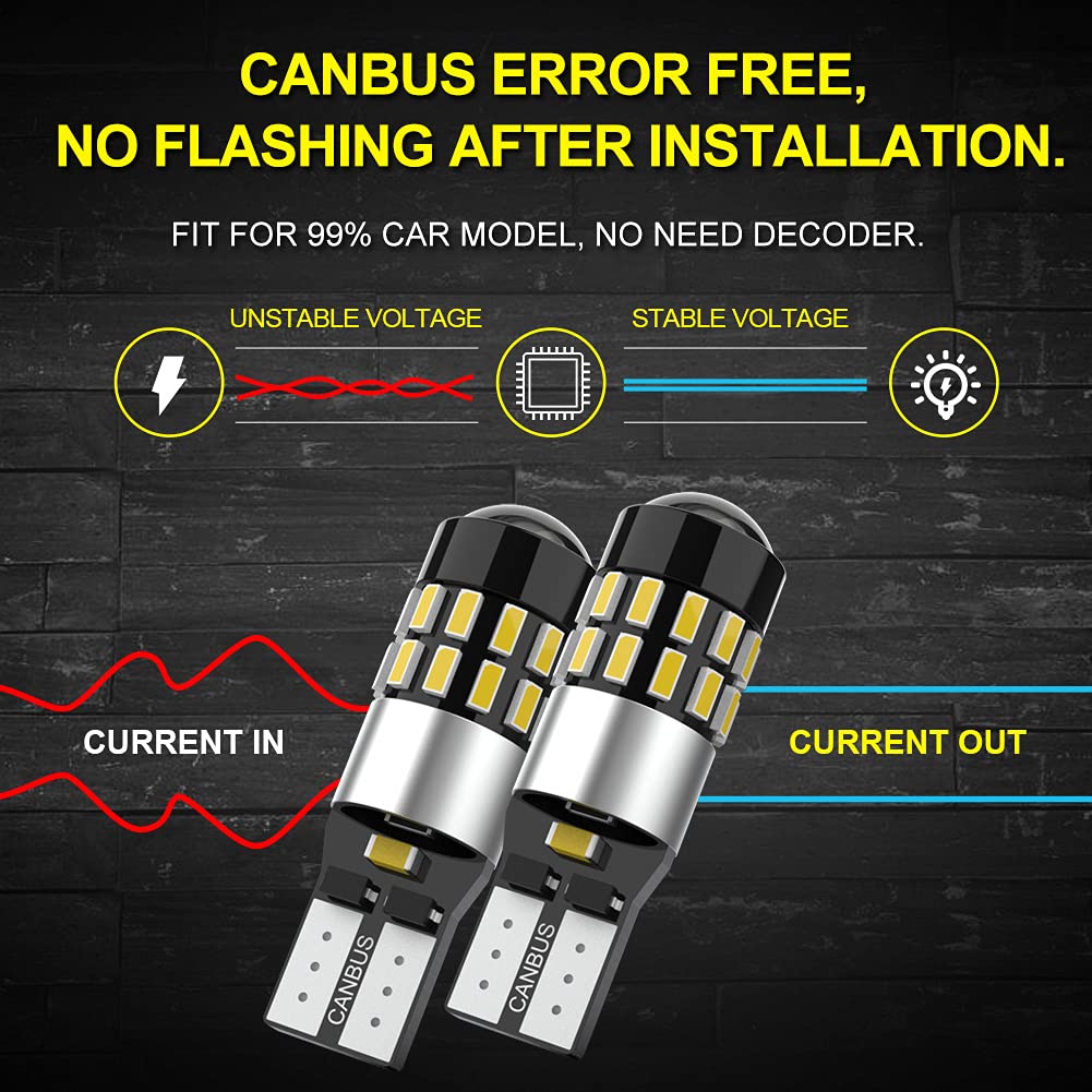 NATGIC 6000K White W5W 194 LED Bulb for Sidelight,Interior Light,License Plate Bulb,168 T10 LED Bulb Canbus Error Free,921 2825