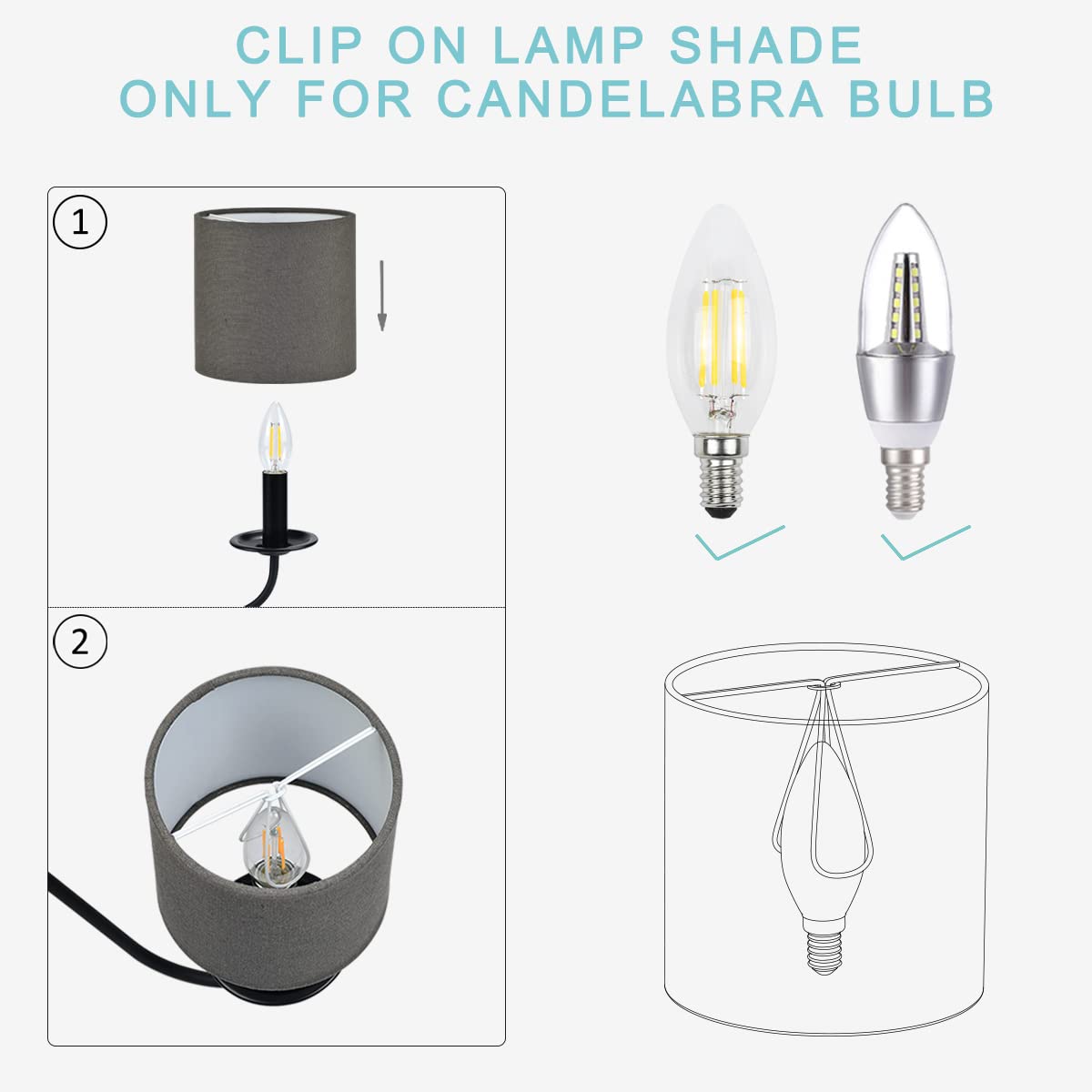 LAMPWELL MEMO Clip-on Chandelier Fabric Lamp Shades,Set of 6,Small Drum,5.2  5.2  H5.2,Linen, Handmade,Modern Trendy Decorative,