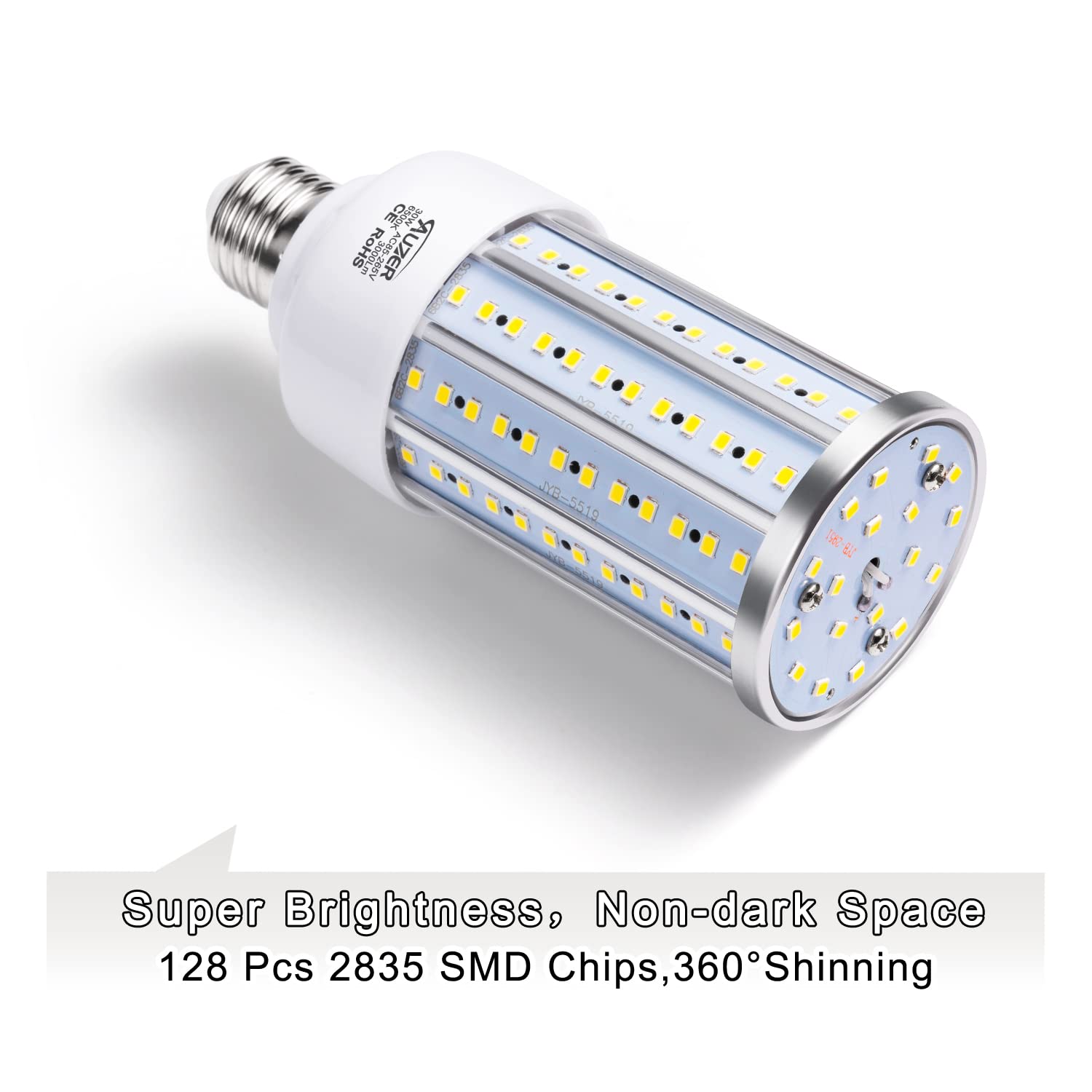 Auzer 2-Pack 30W LED Corn Light Bulb, 200W Equivalent, Cool White, E26 Base, 6500K Daylight, for Garage, Warehouse, Garden