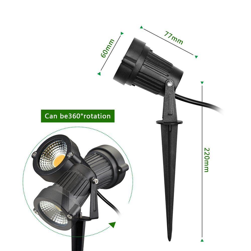 Z Outdoor Landscape LED Lighting 5W Waterproof COB Spotlights, Warm White, 3500K, Aluminum, 2 Packs