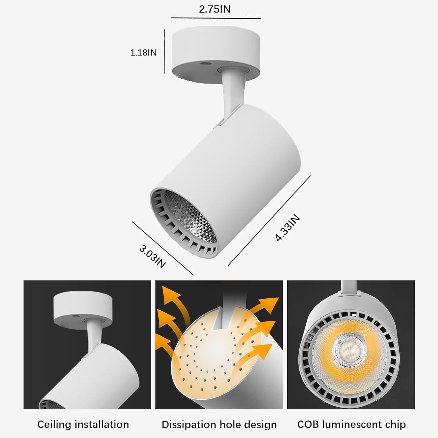 Bravsekai Ceiling Spot Lights, 6 Packs Extra Brightness 25W Adjustable 90 Degrees, Anti Glare Ceiling Spotlight Fixture, Flush M