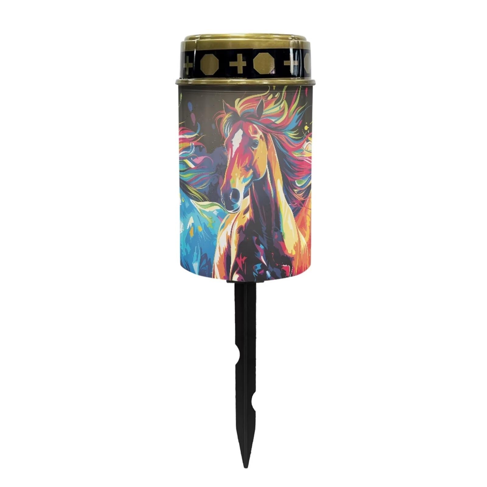 Psesaysky Colorful Horse Solar Garden Lights Outdoor Decorative Solar Stake Lights Landscape Lights Cemetery Decorations for Gra