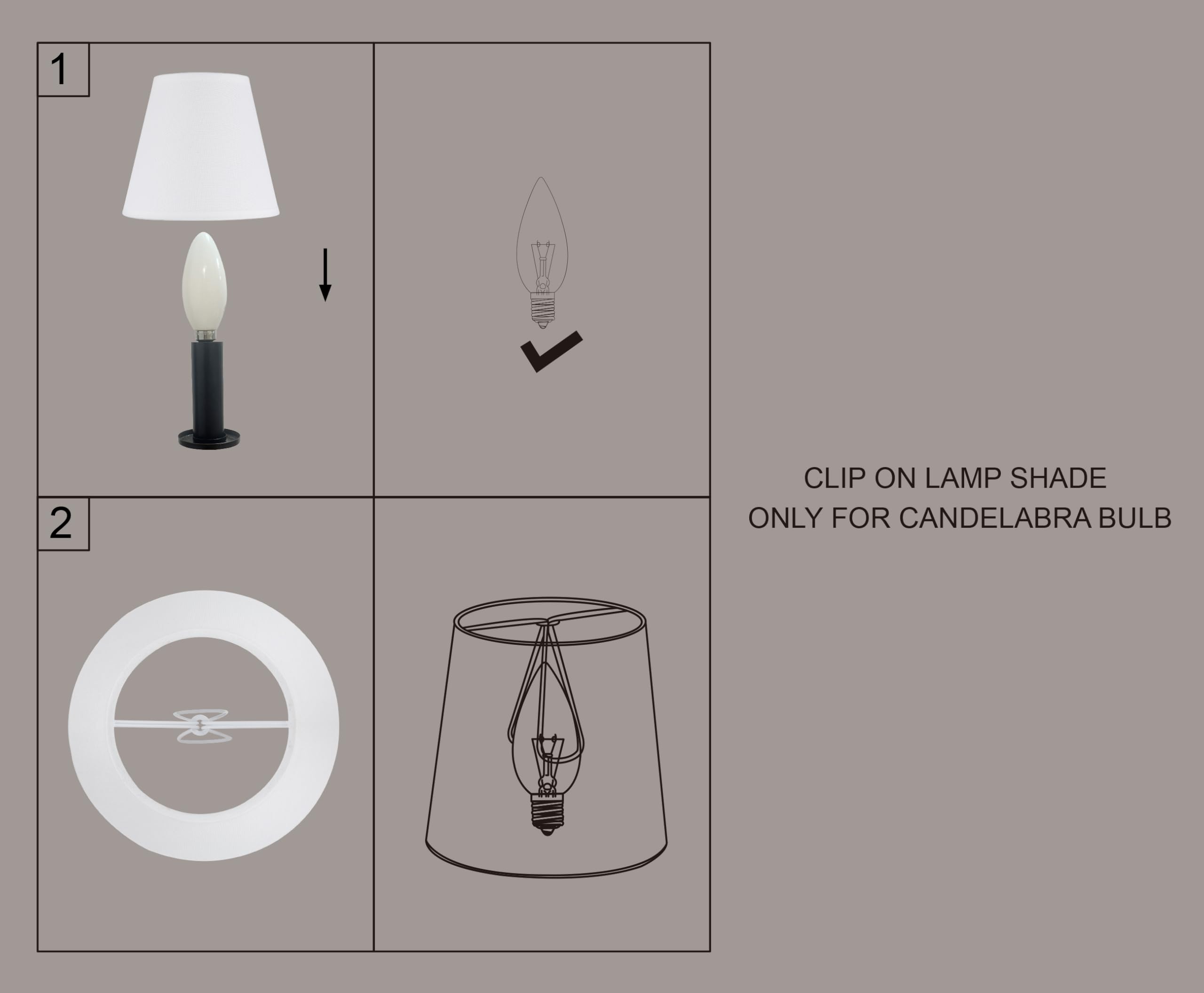 Ruiever 6-Pack Clip-On Lampshades, White Fabric, 5.9in  Bottom x 3.54in  Top x 5.12in  Height, Suitable for Chandeliers and Lamps