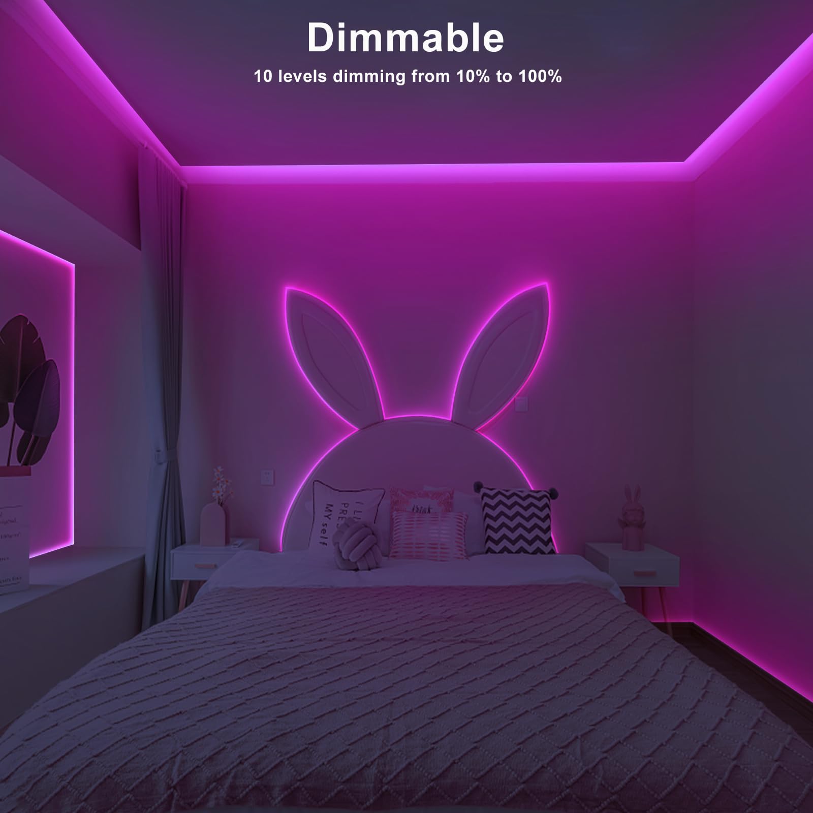 Tatazone 32.8Ft Pink Cob Led Strip Lights With Rf Remote, Dimmable Bright Adhesive Indoor Led Cob Light Strip For Cabinet, Paint