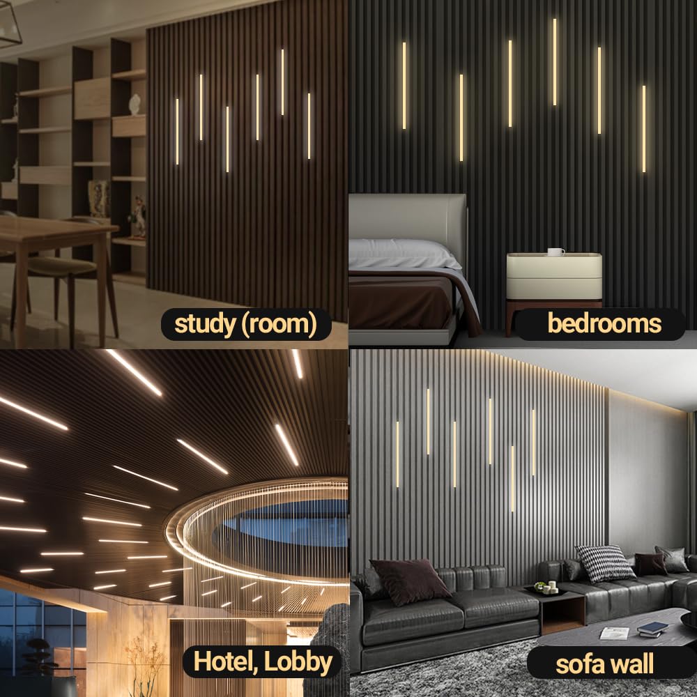 Hamrvl Wood Slat Wall Panels Led Recessed Lighting - Dc12V 6Pcs 16In Self-Adhesive Dimmable Wall Panel Lights With Touch Switch  4000K White Led Light For Acoustic Panels  Headboard  Cabinet Lighting