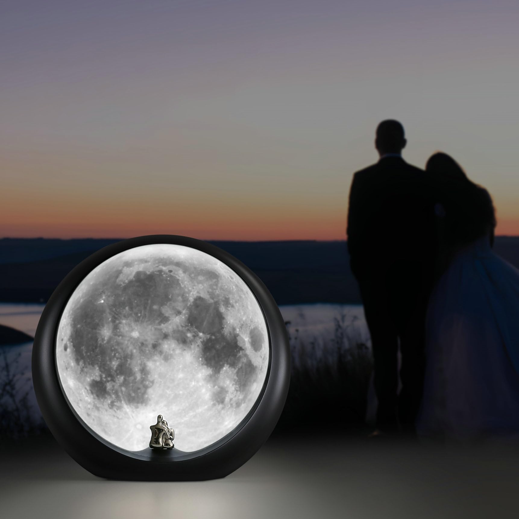 Mamre Super Moon Lamp Dimmable Nightlight Unique Gift For Him/Her-Snguule Lovers Sitting Under The Super Moon