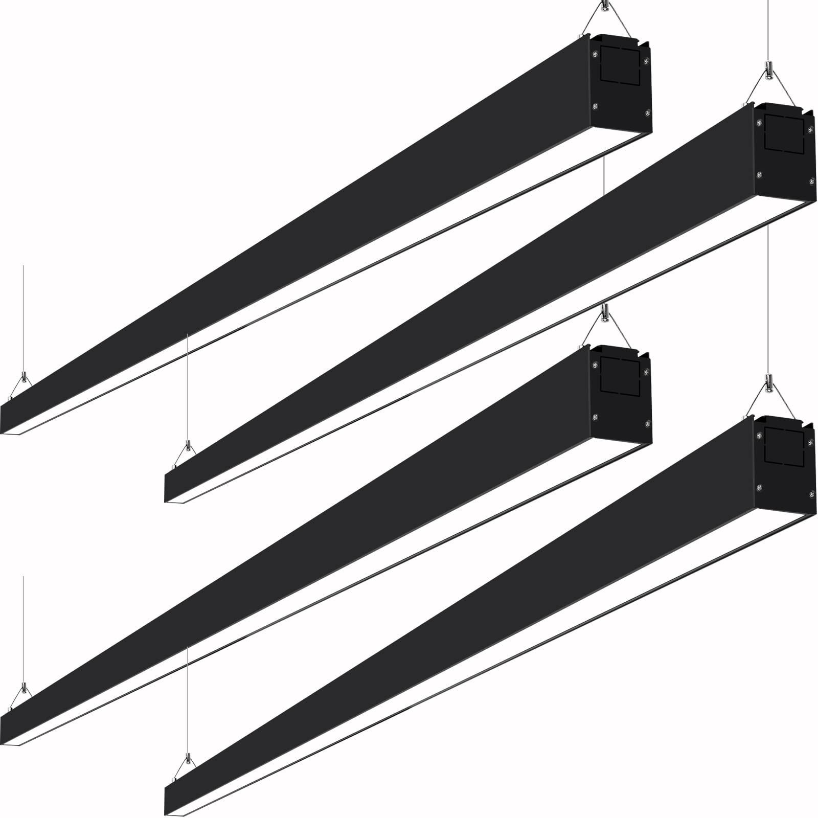 Hykolity 8Ft Linkable Led Linear Light  80W 9200Lm 3000K/4000K/5000K Cct Selectable  0-10V Dimmable Architectural Led Suspension Office Lighting Fixture For Market  Garage  Etl 4 Pack-Black