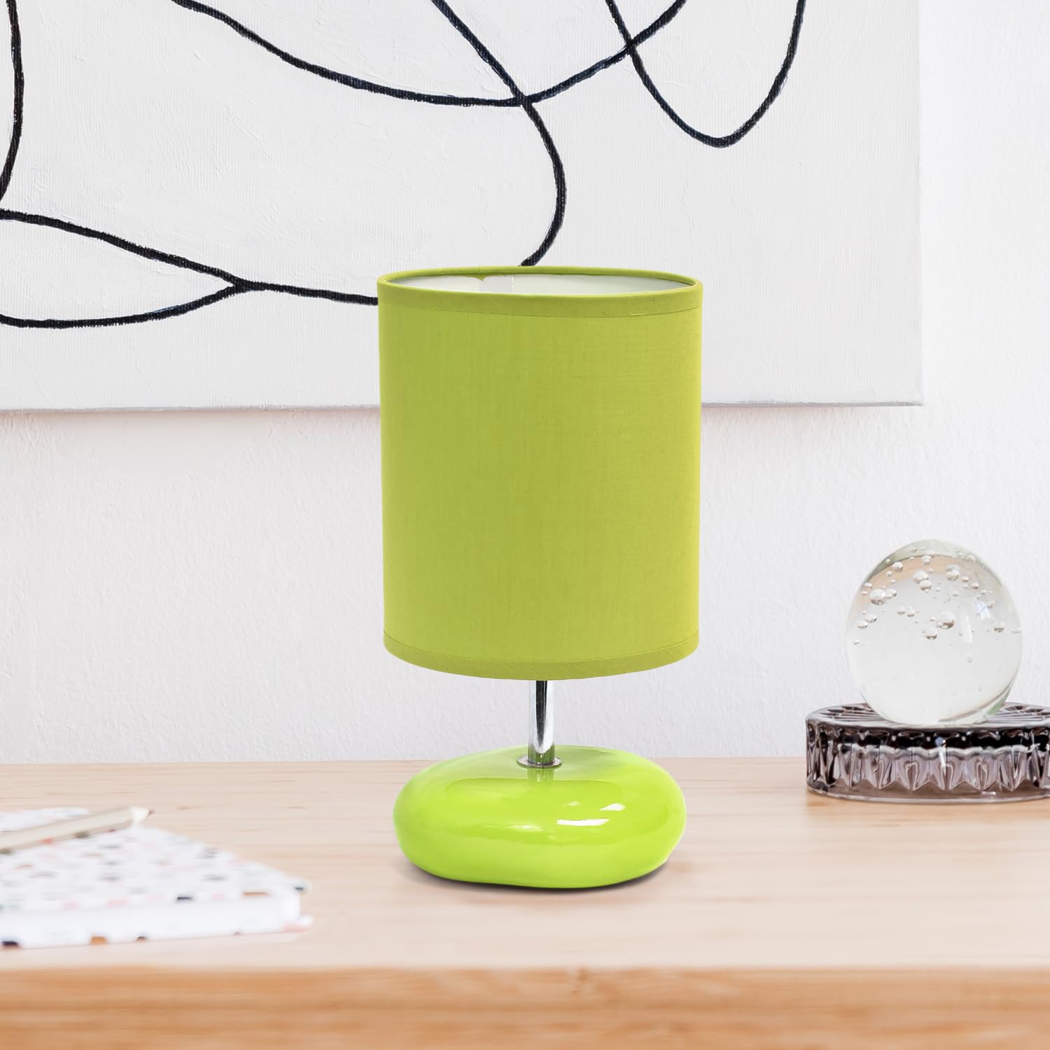 All The Rages Creekwood Home 10.24'' Green Traditional Mini Round Rock Ceramic Table Lamp