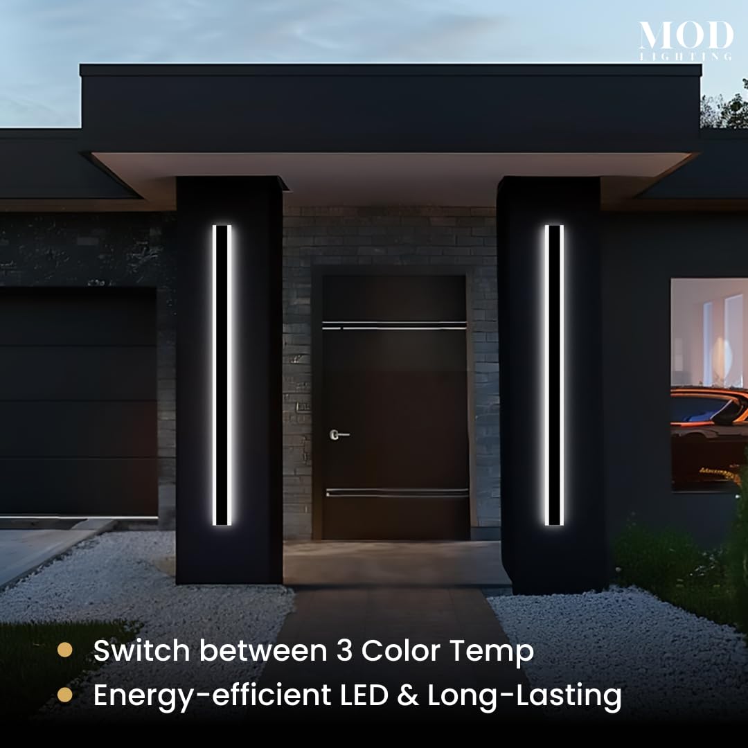 ?????? ???????????????? Haylen | Waterproof Outdoor Wall Light, Led Dimmable With Remote 3000K-6000K, Long Outdoor Porch Lights, Wired Lighting Fixture, Patio Exterior Wall Sconce, 1-Pack (Black, 67")