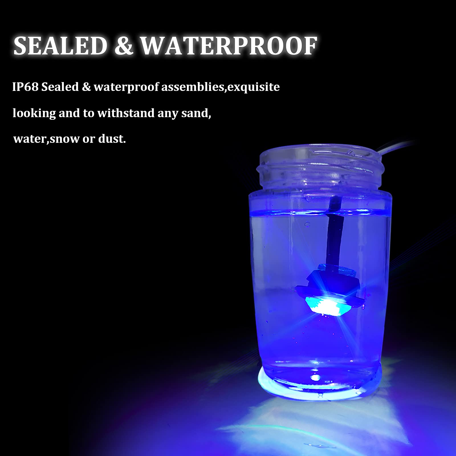 PSEQT LED Round Boat Interior Deck Light, Waterproof, Blue, 1in  x 1in  x 0.83in , Model PSEQTXA004B, 10 Pcs