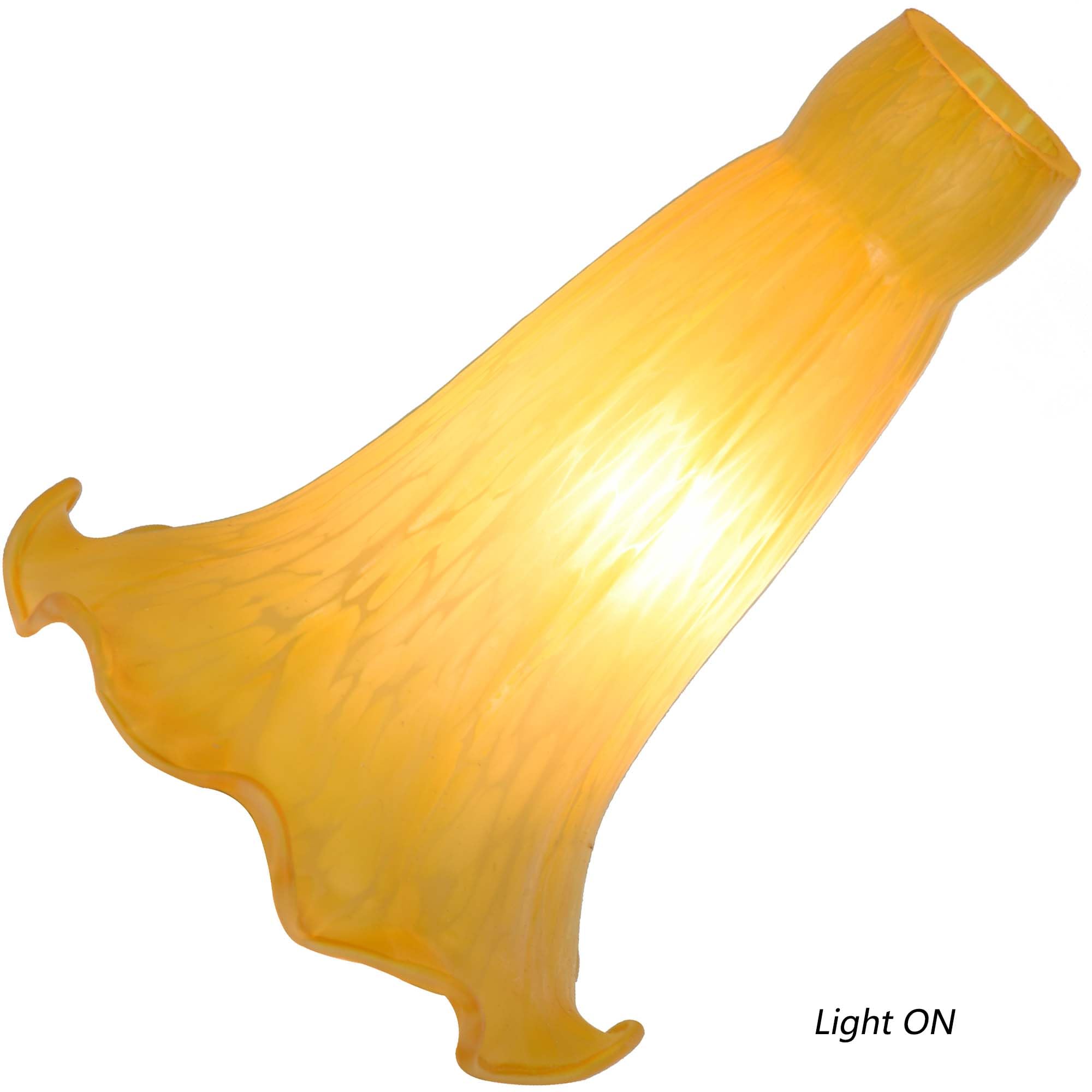 Bieye Lily Flower Blown Glass Lampshade, Yellow, Small I.D. 0.87" x O.D. 1", Model LILYSHADE