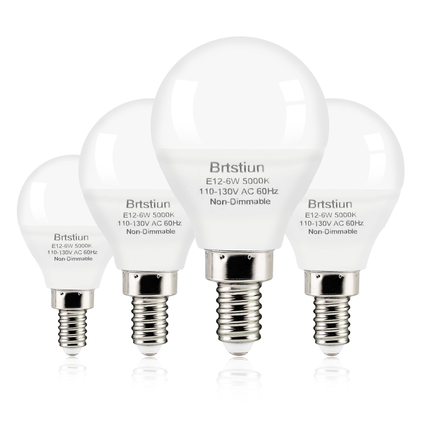 Brtstiun Globe Light Bulbs For Ceiling Fan E12 Round Light Bulb 5000K Daylight White G45 Led 40W Equivalent Vanity Light Bulbs F
