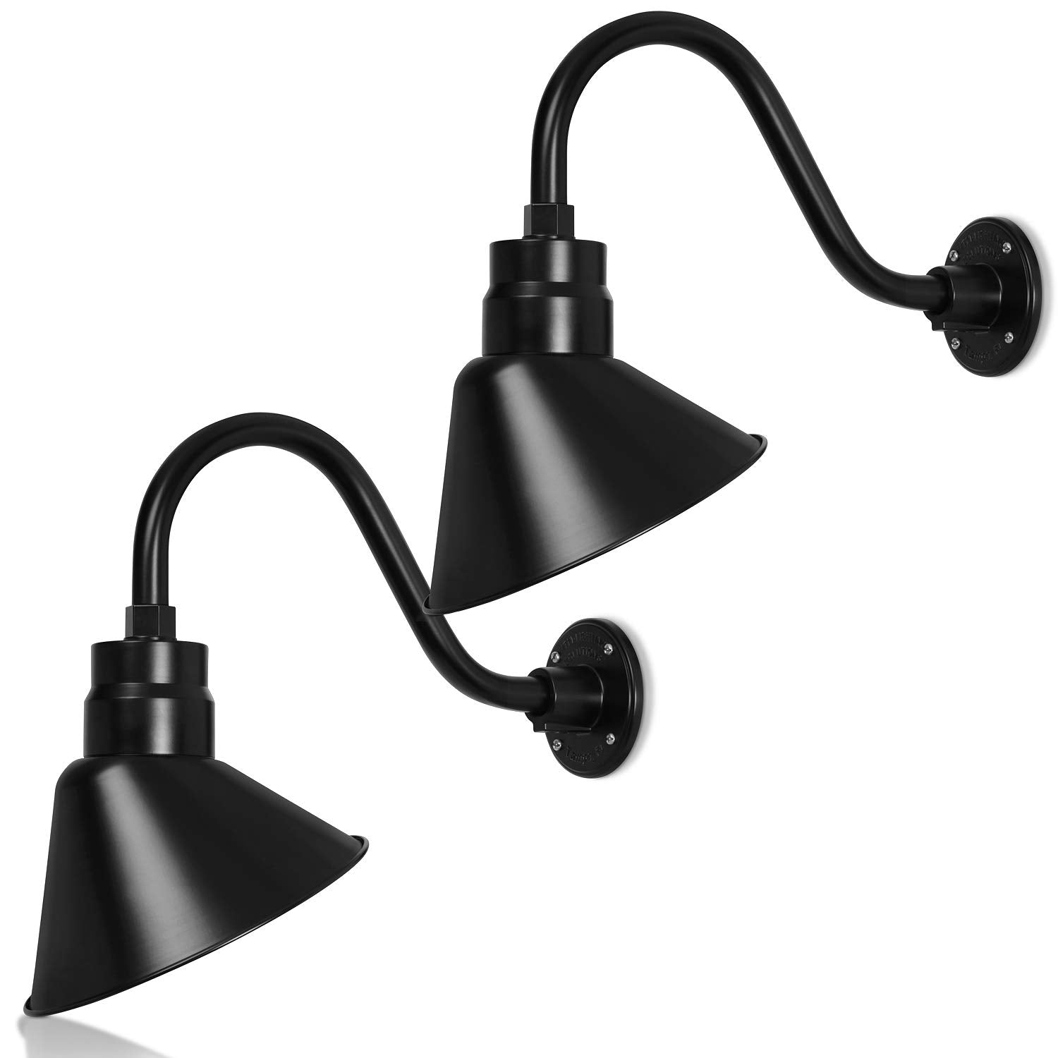 HTM LIGHTING SOLUTIONS Gooseneck Sign Light Fixture - 10in Satin Black - 14.5in Extension Arm - UL Listed - 9W A19 LED Bulb - 