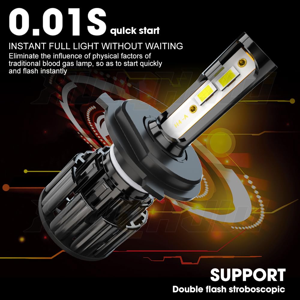 XWQHJW 9003 High Low Beam H11 Fog Lights, 6000K Bright White, Plug n Play, 4-Pack Compatible with 2012-2015 Toyota Tacoma