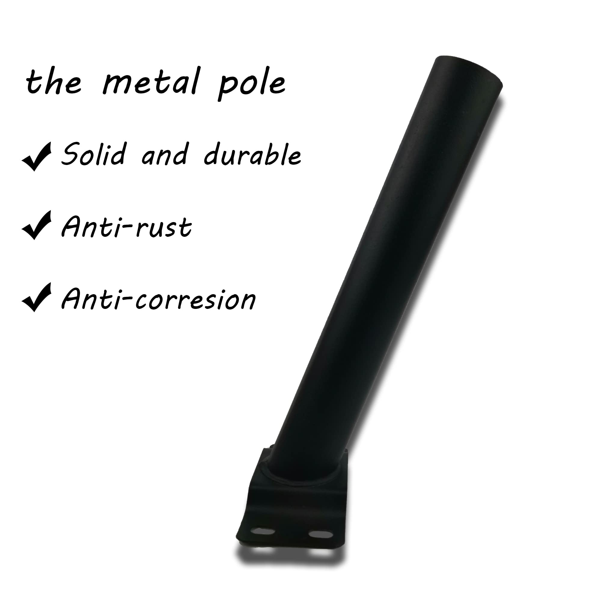 MiDive 12 Black Solar Light Pole Mount Kit - Metal Wall Bracket for Street Lights, Barn Lamps, and Outdoor Fixtures