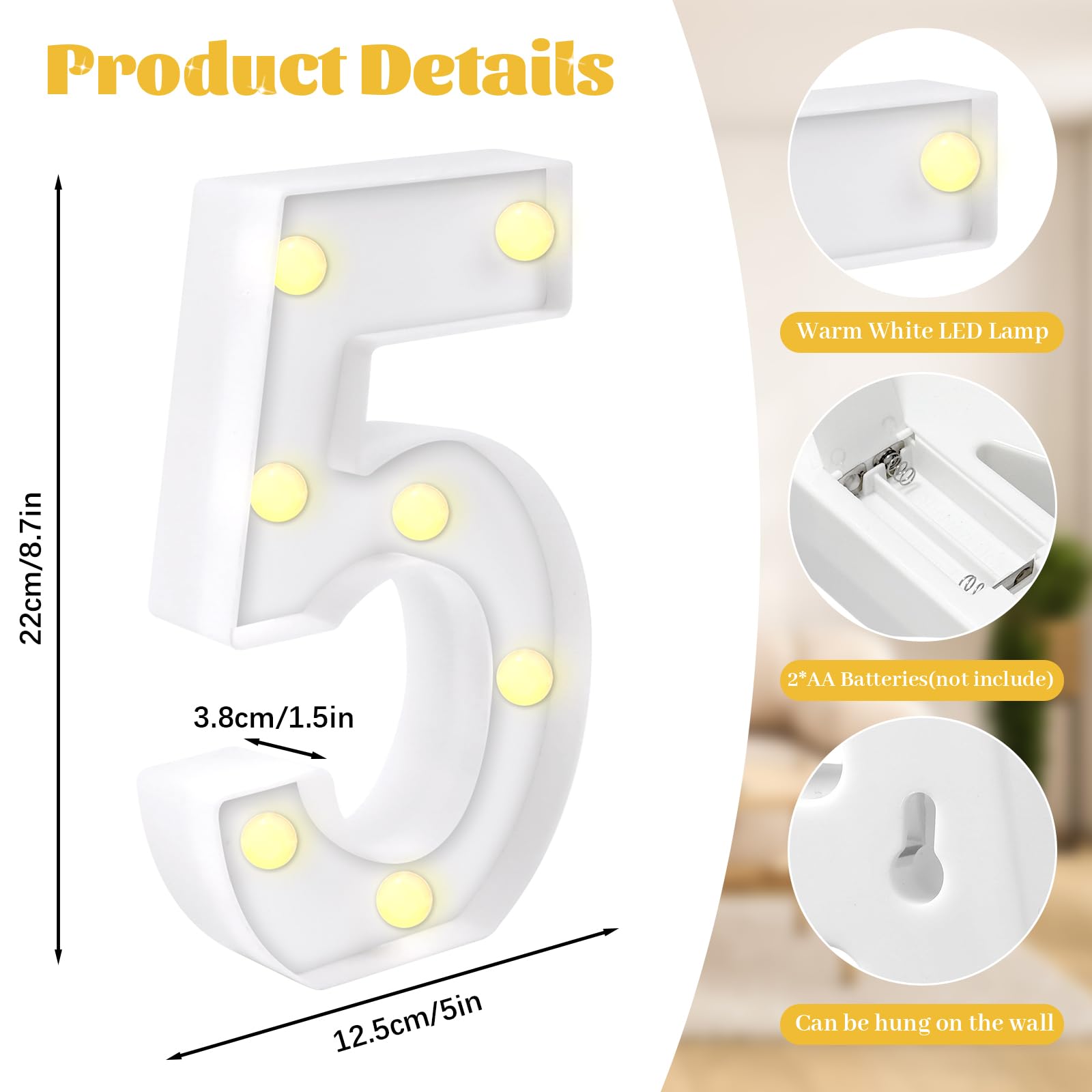 8.7In 50Th Birthday Decorations Gifts For Her Him  Light Up Numbers Decorative Sign For 50Th Birthday Wedding Work Anniversary Backdrop Table Wall Decor(White)