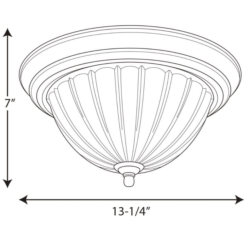 Two-Light Melon 13-1/4'' Close-To-Ceiling