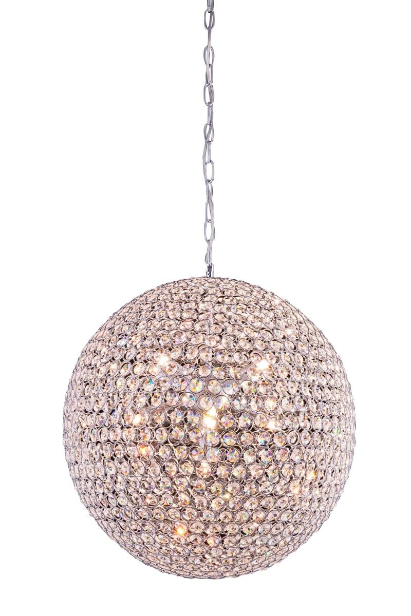 Elegant Lighting Cabaret Nine Light Pendant, Silver, Model V2102D20C/RC, Traditional Installation