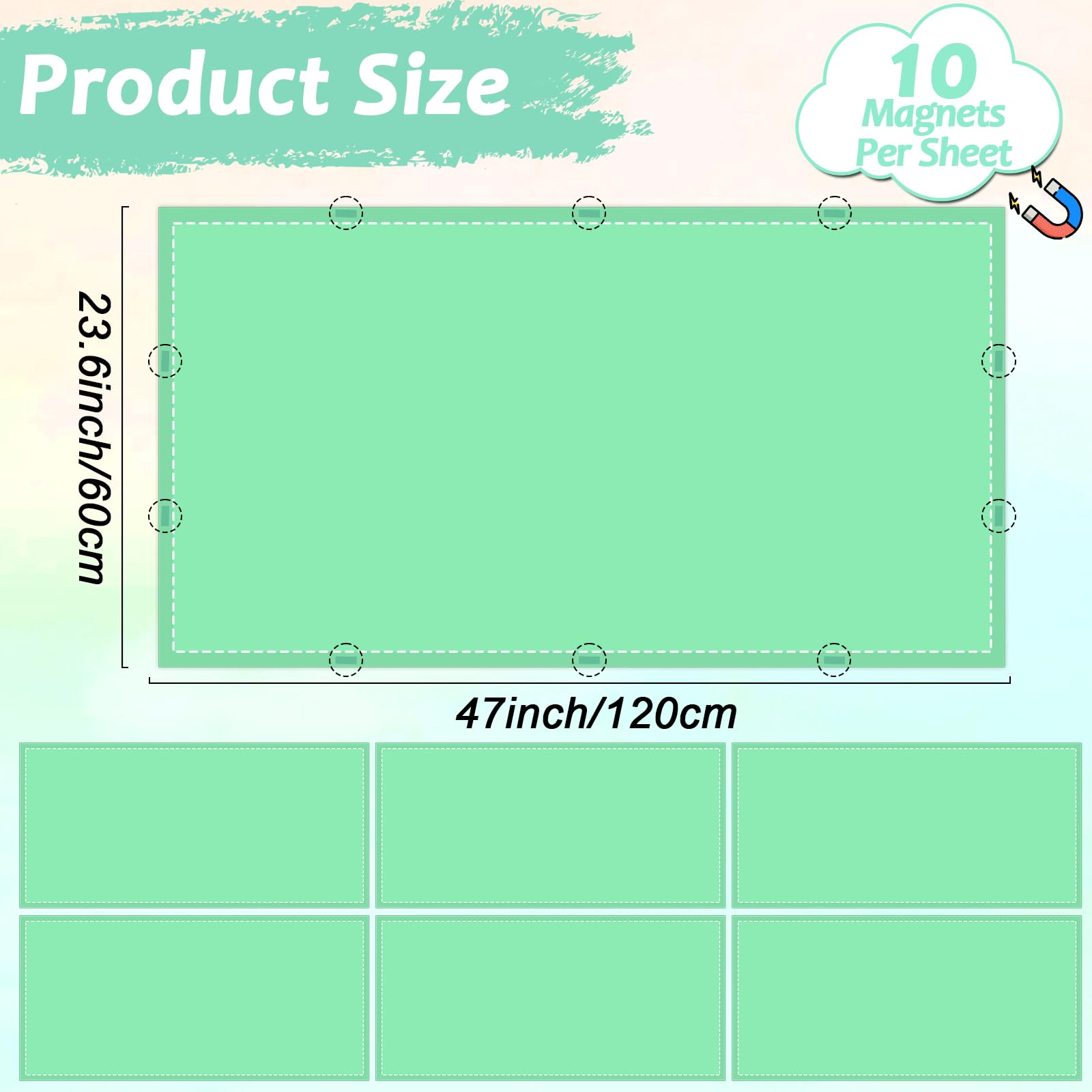Wiooffen Fluorescent Light Covers with 60 Magnets, Green, 4x2 Feet, Polyester, Model YM0797, Easy Install for Classroom and Office