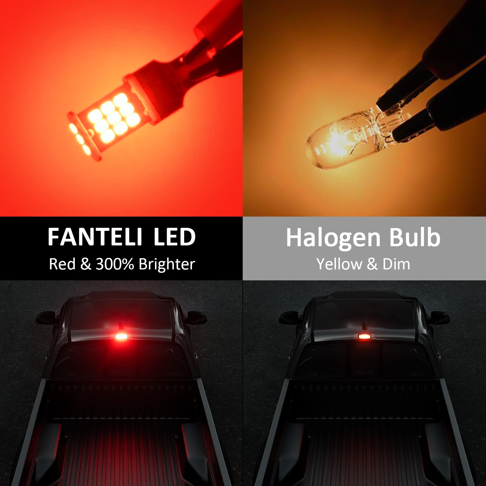 FANTELI LED Bulb Red T15 906 904 W16W 921/912, Non-Polarity, 300% Brighter, Pack of 2, Aluminum